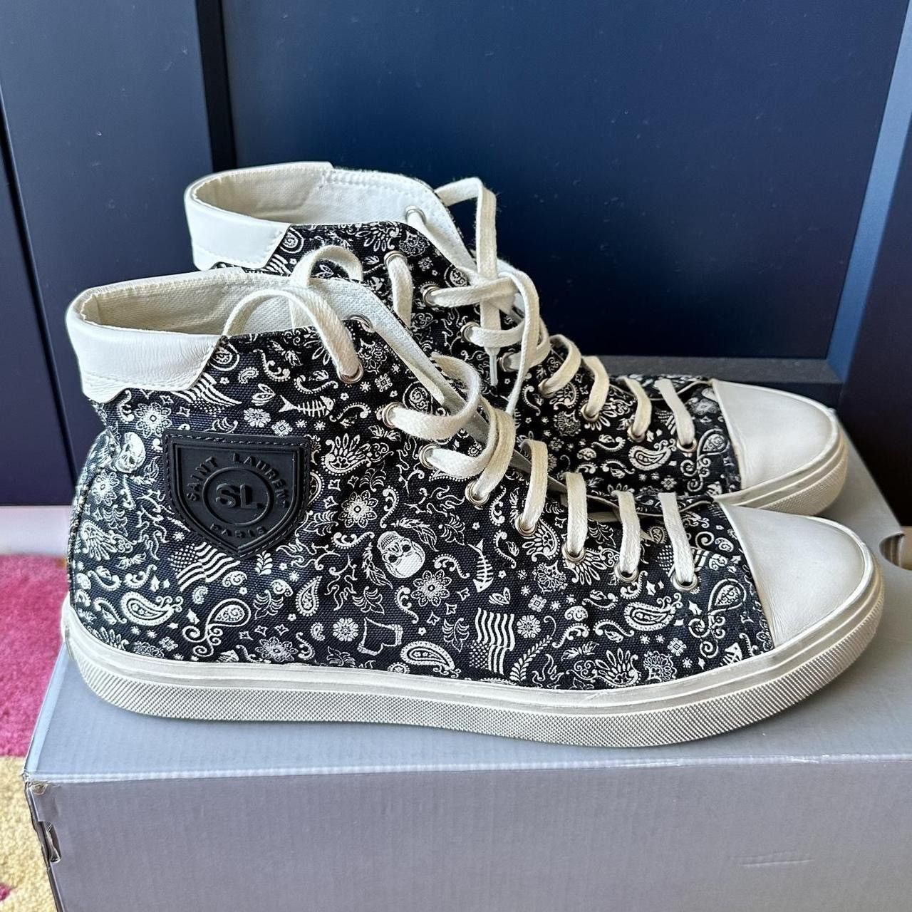 Saint Laurent Paris Saint Laurent Bedford Black Bandana High-Top Sneaker Size US 10 / EU 43 - 3 Thumbnail