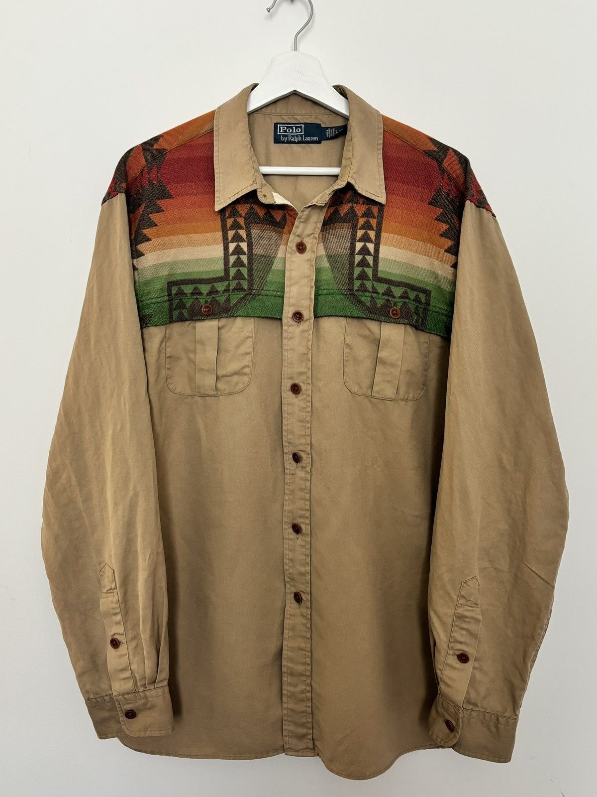Polo Ralph Lauren Polo Ralph Lauren Southwestern Navajo Panel Shirt Tan L Size US L / EU 52-54 / 3 - 1 Thumbnail