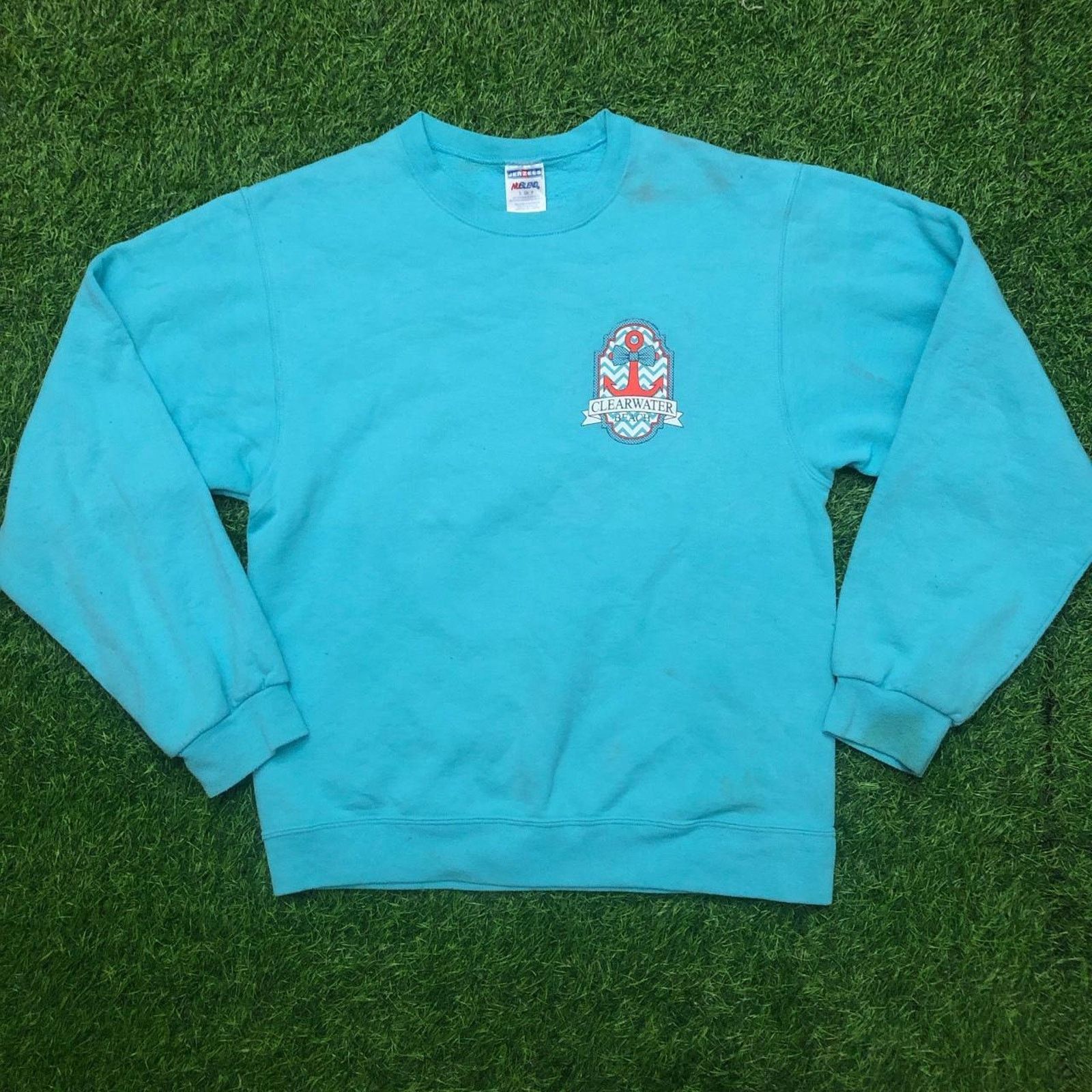 Jerzees Light Teal Clear Water Beach, Florida Graphic Crewneck Size US S / EU 44-46 / 1 - 1 Thumbnail