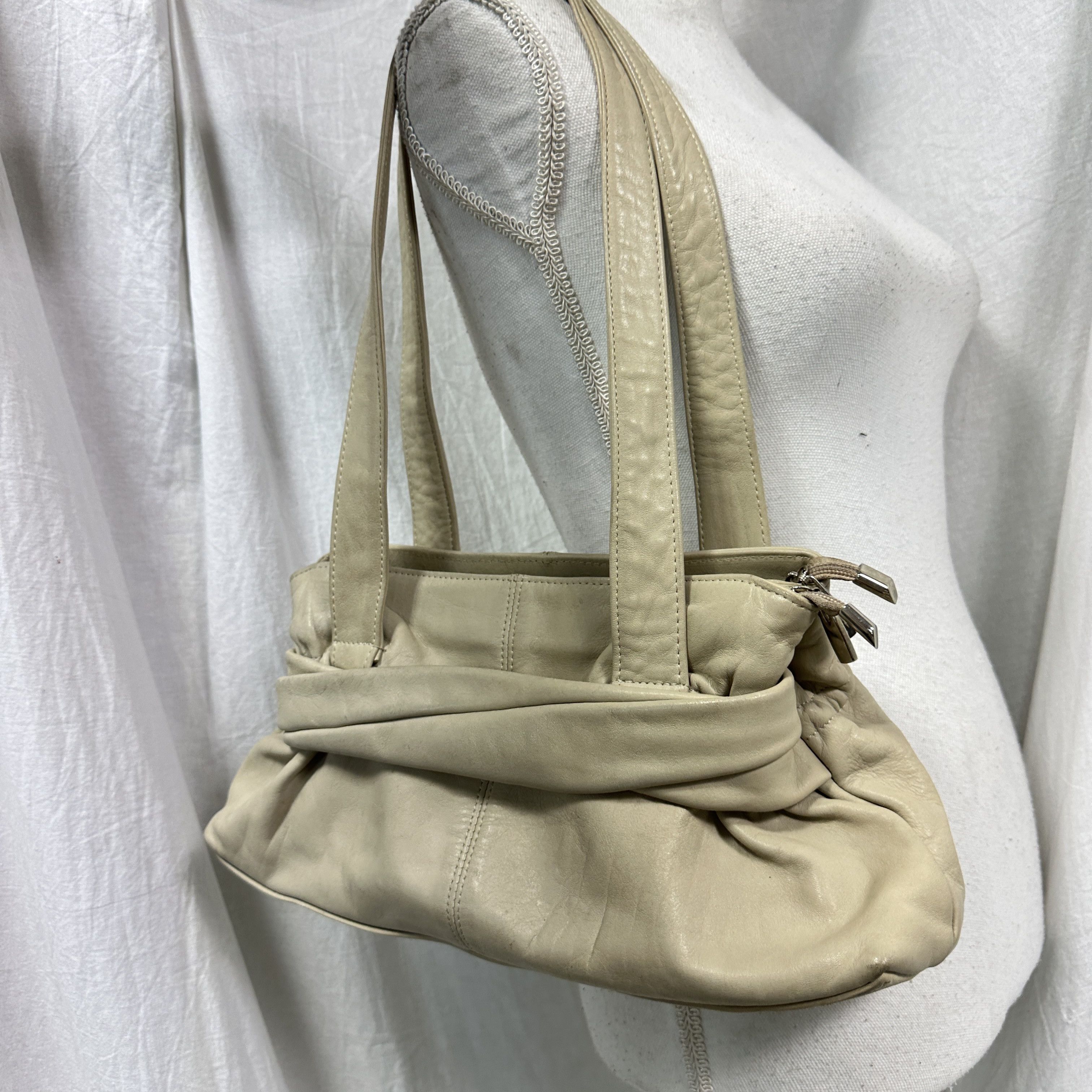 Vintage Vintage Avant Garde Leather Cream Bag Y2K Size ONE SIZE - 6 Thumbnail