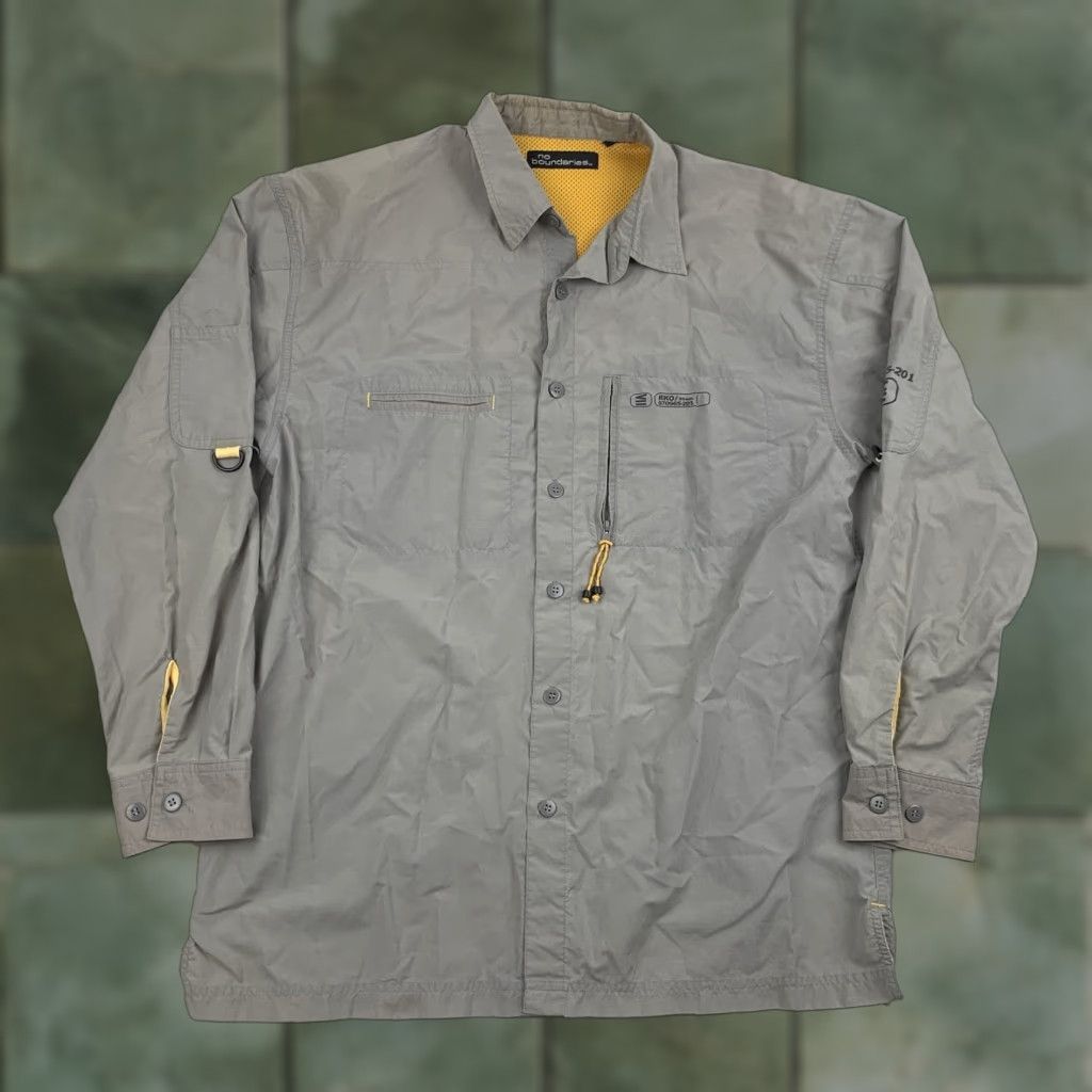 Vintage VINTAGE No Boundaries Shirt Adult XL Gray Button-Up Long Sleeve Collared 90s Y2K Grunge Outdoors Men Size US XL / EU 56 / 4 - 1 Thumbnail