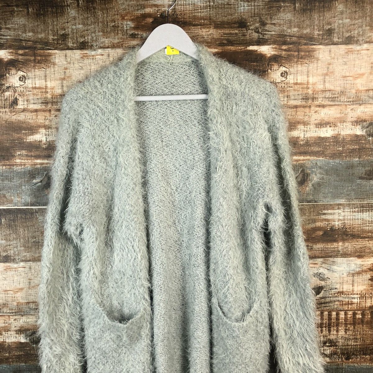 Homespun Knitwear DLL VIS Green fur shaggy mohair Cardigan Knitwear #C355 Size US M / EU 48-50 / 2 - 2 Thumbnail
