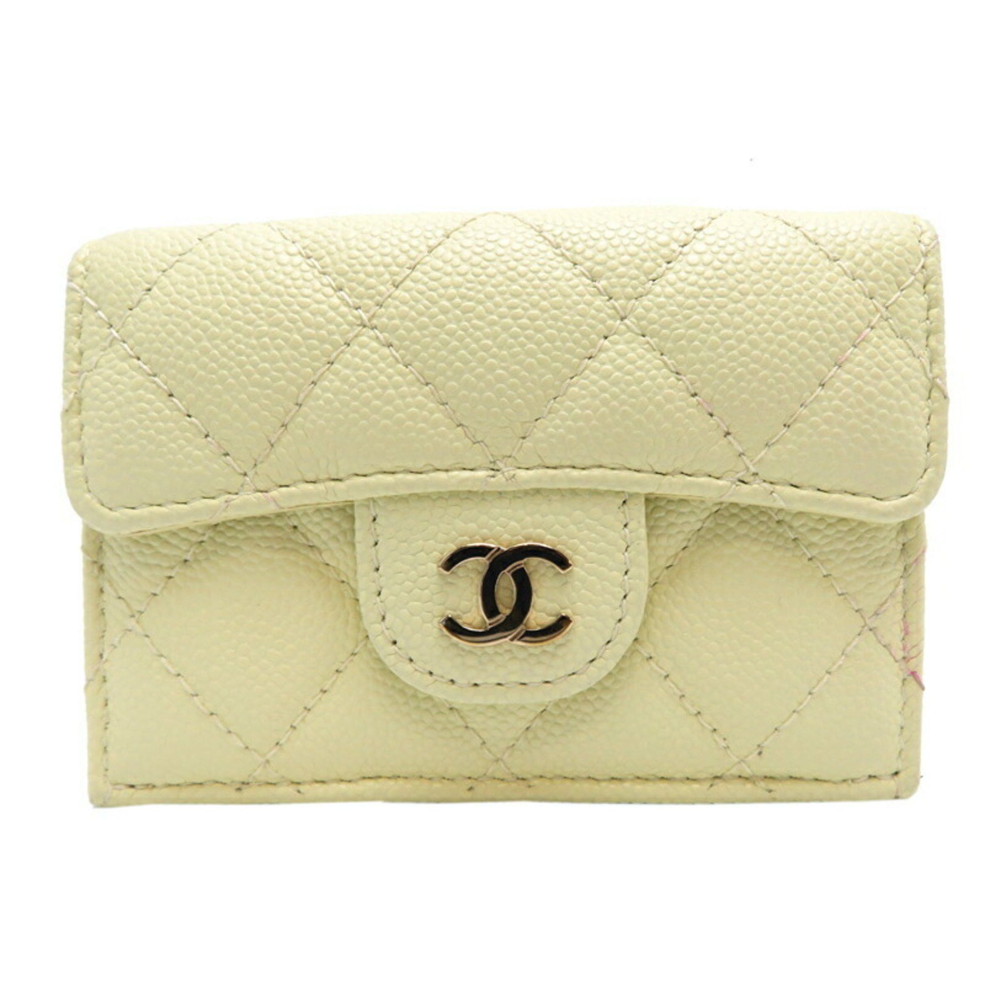 Chanel Chanel Small Flap Wallet Women's Tri-fold AP0230 Caviar Skin Cream (White) Size ONE SIZE - 1 Thumbnail