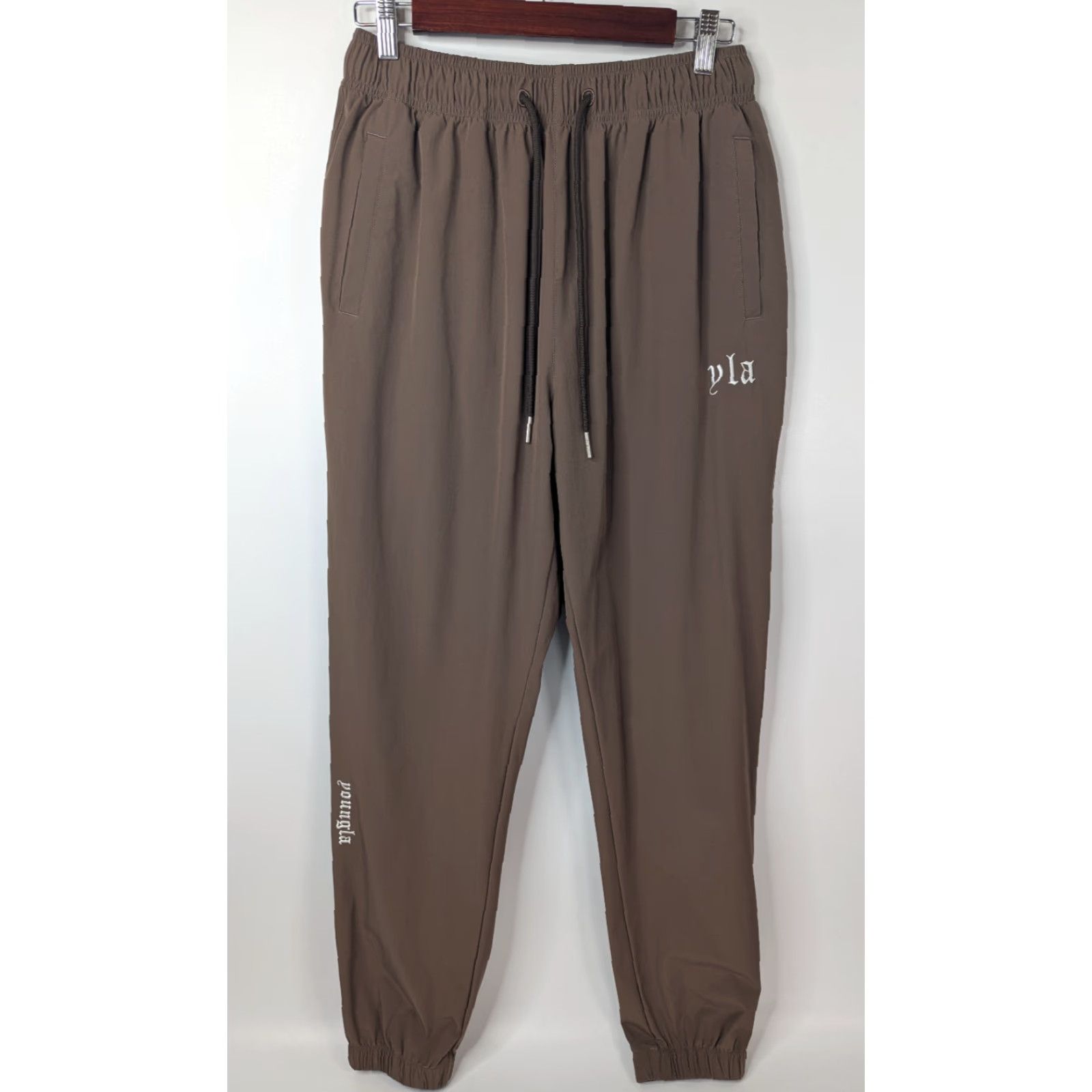 YoungLA YoungLA Jogger Pants Brown S size Small Embroidered Stretch Drawstring Men Adult Regular Inseam 30 in Size US 29 - 2 Thumbnail