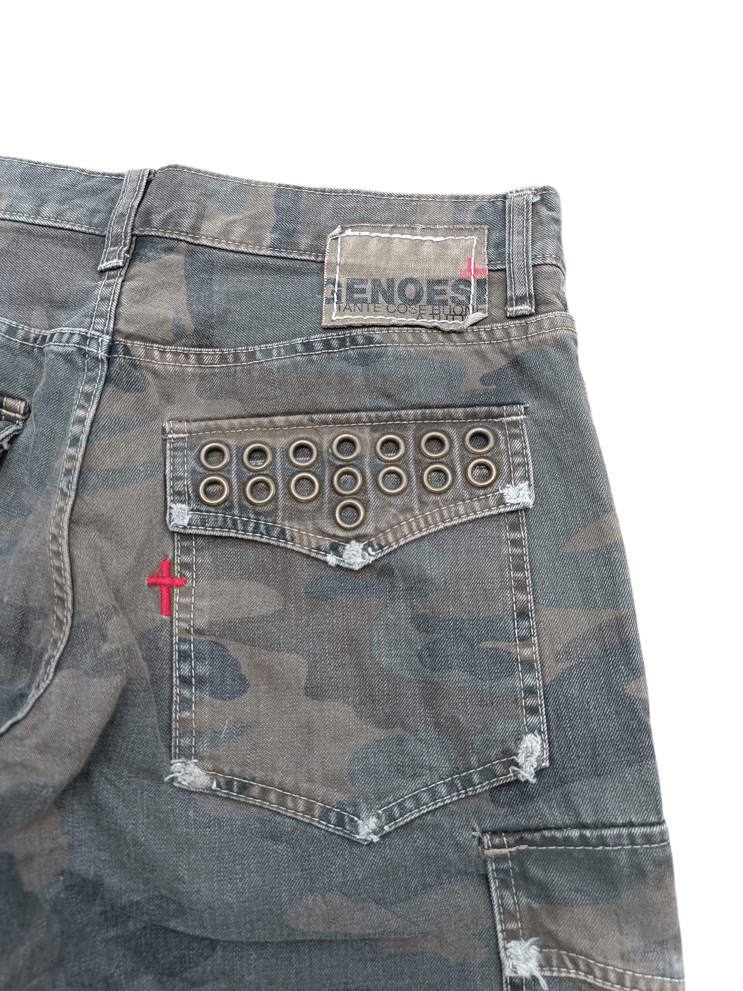 Japanese Brand FLARED💥Genoese Okayama Distressed Multi Pocket Camo Pant Size US 31 - 18 Thumbnail