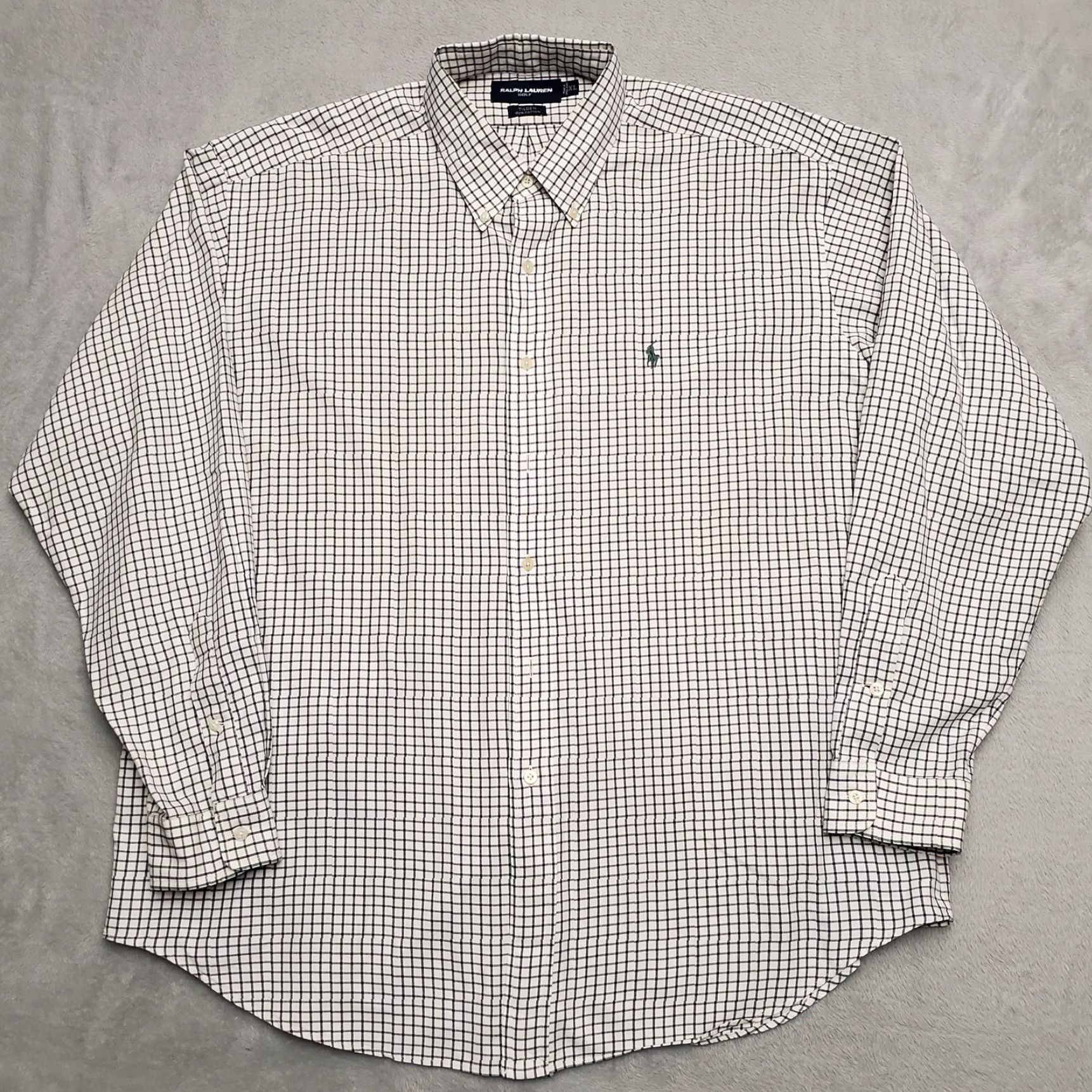 Ralph Lauren VINTAGE Ralph Lauren Tilden Golf Shirt Mens XL Blue Green Window Pane 100% Cotton Button-Up Shirt Mens XL Blue Green Window Pane Cotton Button-Up Size US XL / EU 56 / 4 - 2 Thumbnail