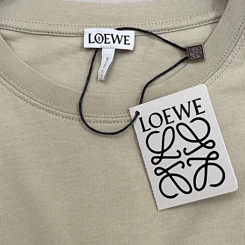 Loewe loewe Gray-brown short-sleeved T-shirt with blue embroidere Size US XXS / EU 40 - 6 Thumbnail