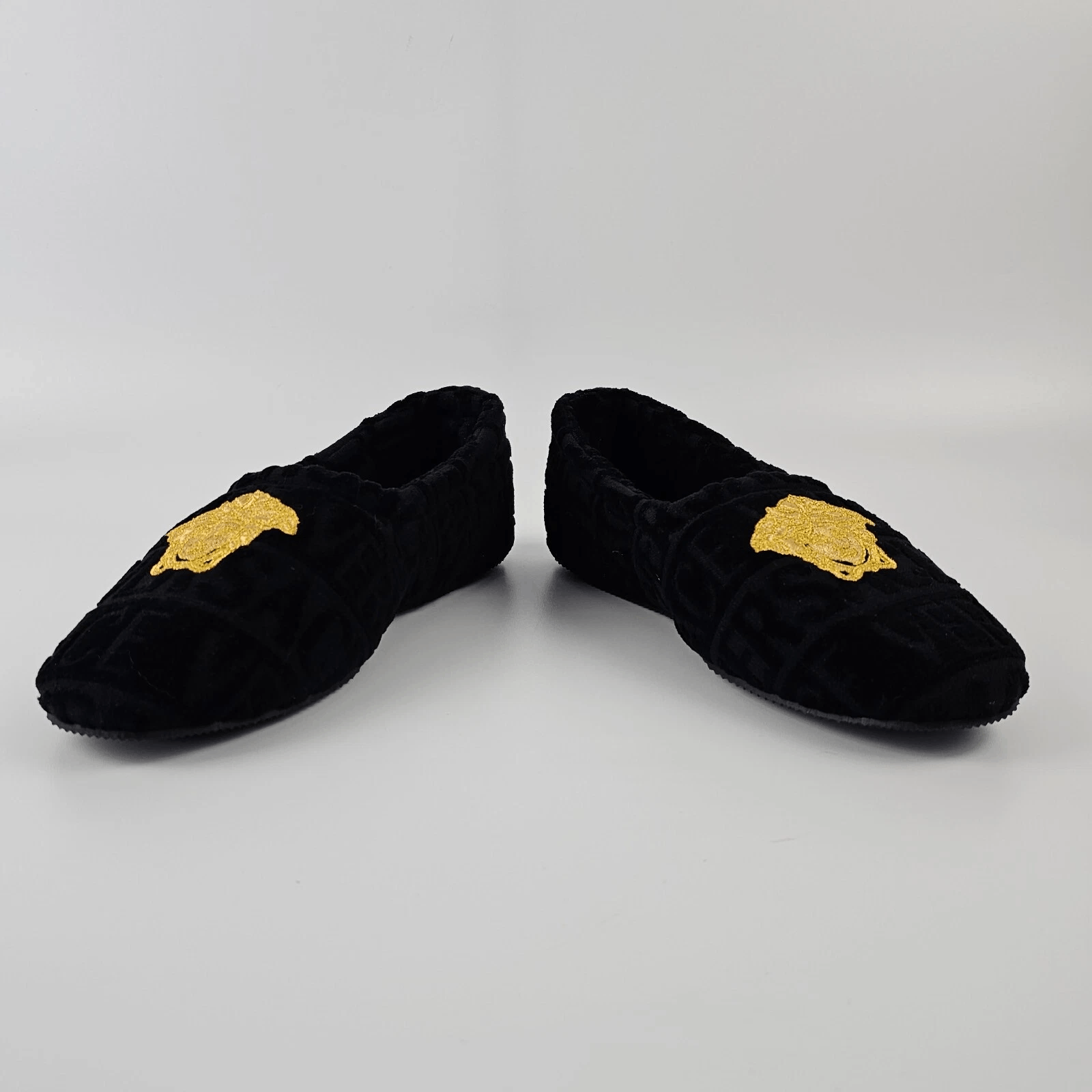Versace VERSACE Allover Black Cotton Slippers New 37 Size US 7 / IT 37 - 3 Thumbnail