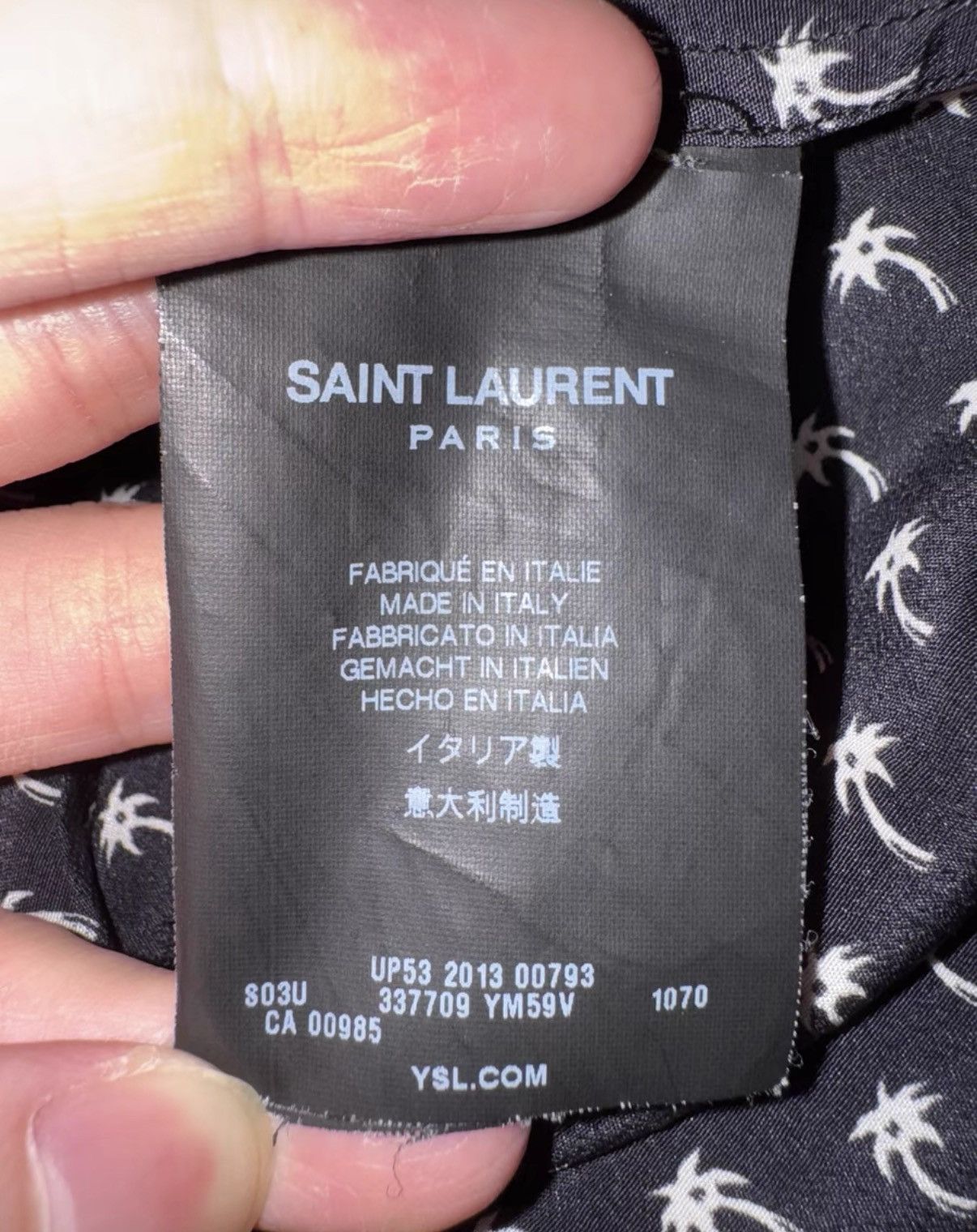 Saint Laurent Paris Saint Laurent 14SS Silk Black/White All-Over Palm Tree Shirt Size US M / EU 48-50 / 2 - 7 Thumbnail