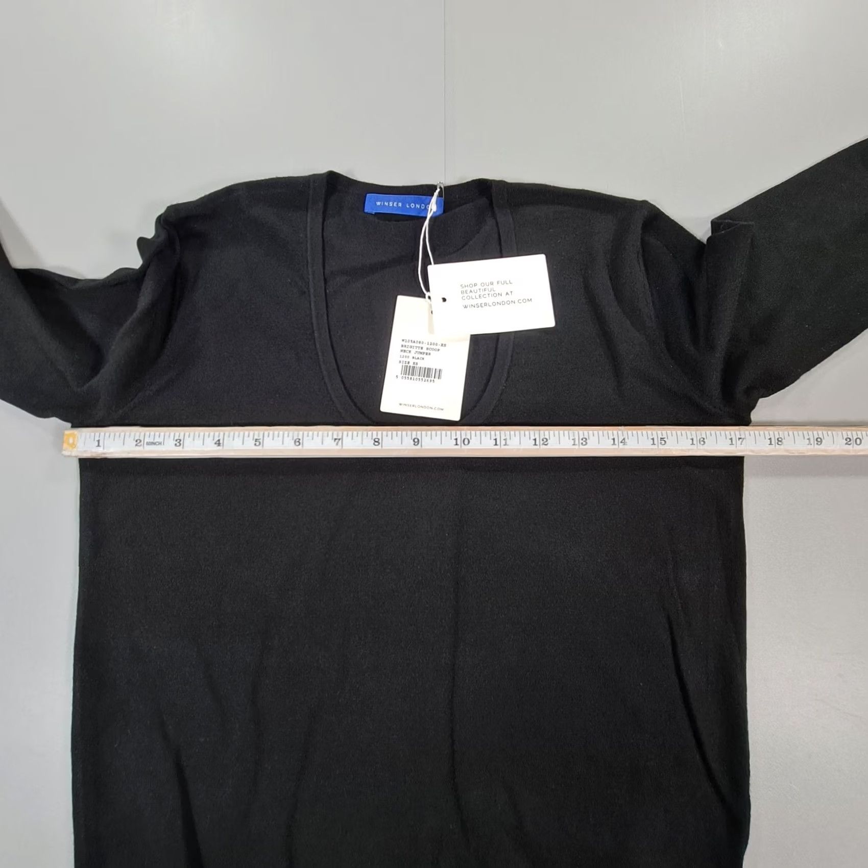 Vintage Winser London Jumper XS Black 3/4 Sleeve Scoop Neck Pullover Womens Knit Lightweight Regular Casual NYC London Theme Size XS / US 0-2 / IT 36-38 - 5 Thumbnail