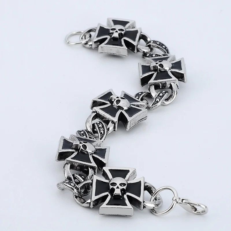 Japanese Brand × Vintage Black Cross Skull Bracelet Size ONE SIZE - 3 Thumbnail