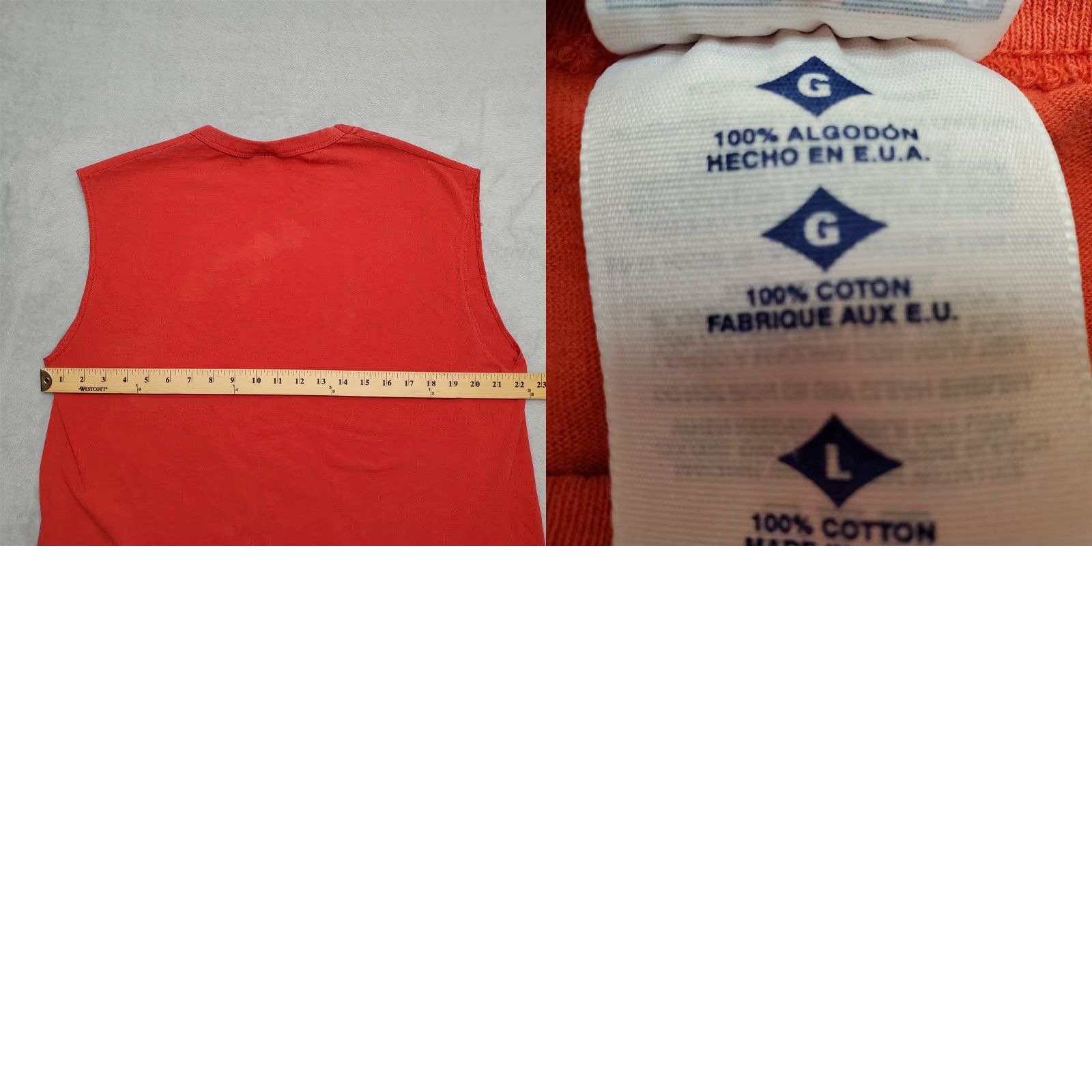 Jerzees VINTAGE Jerzees Shirt Mens Large Red Tank Top Blank 100% Cotton Crewneck TEE USA Size US L / EU 52-54 / 3 - 8 Thumbnail