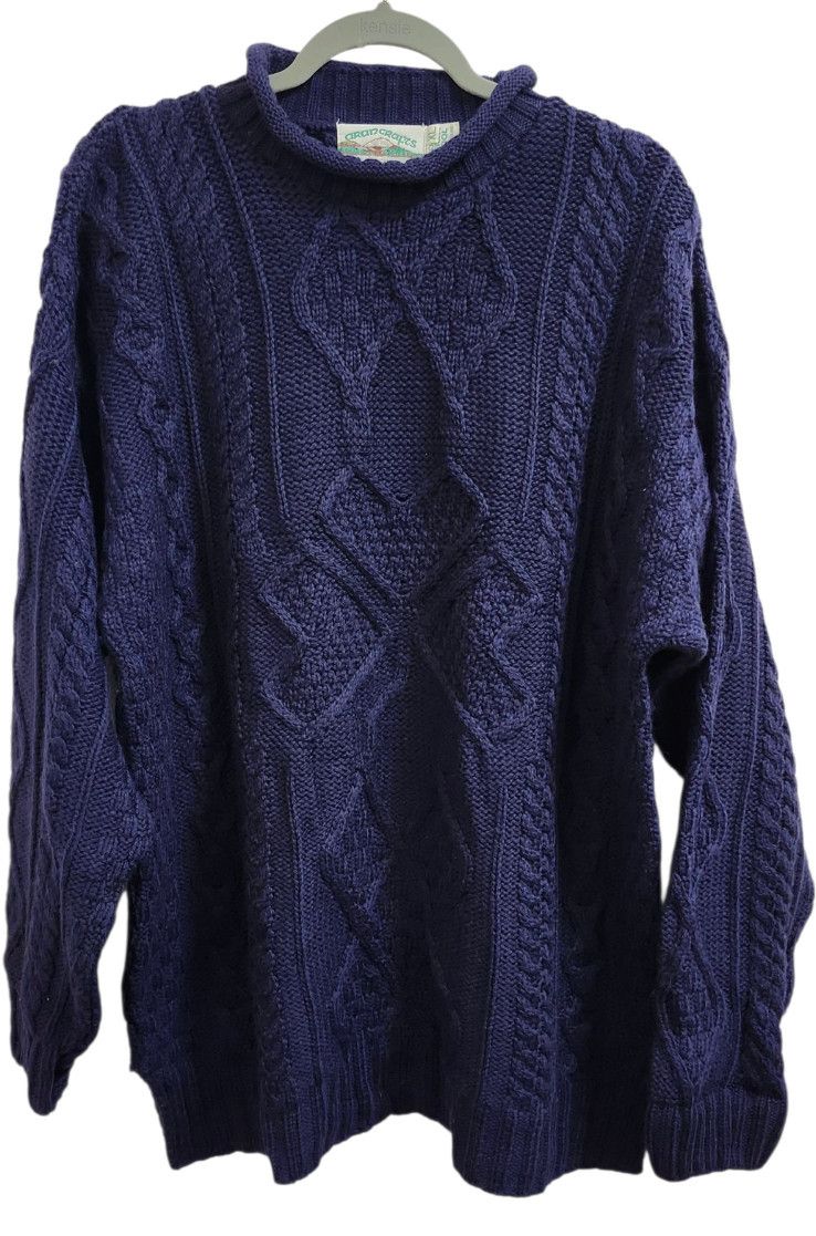 Aran Crafts ARAN CRAFTS Navy 100% Irish Merino Wool Sweater Cable Knit Size US XL / EU 56 / 4 - 2 Thumbnail