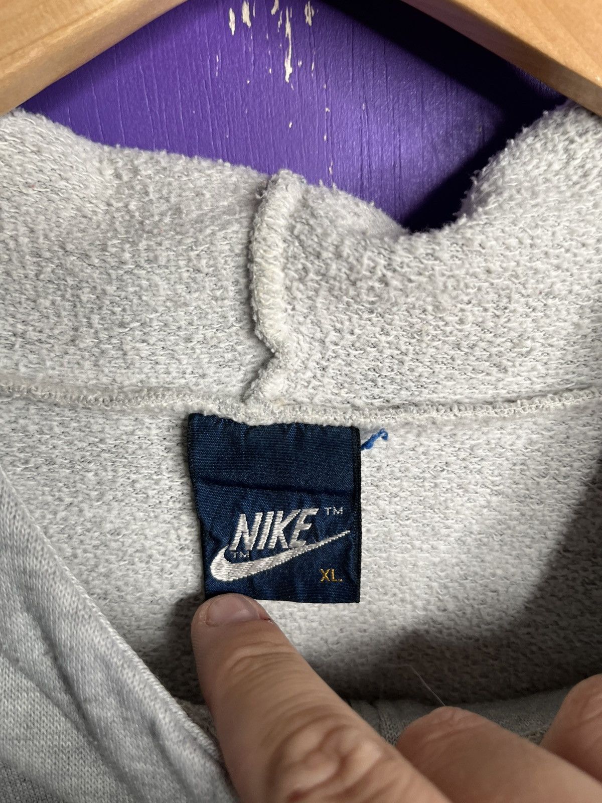 Nike × Vintage Vintage 80s Nike half zip swoosh logo hoodie Size US XL / EU 56 / 4 - 4 Thumbnail