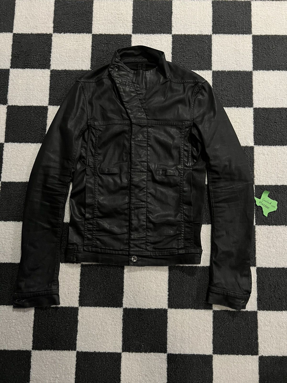 Rick Owens × Rick Owens Drkshdw Rick Owens Black Waxed Slave Asymetrical Jacket Size US S / EU 44-46 / 1 - 2 Thumbnail