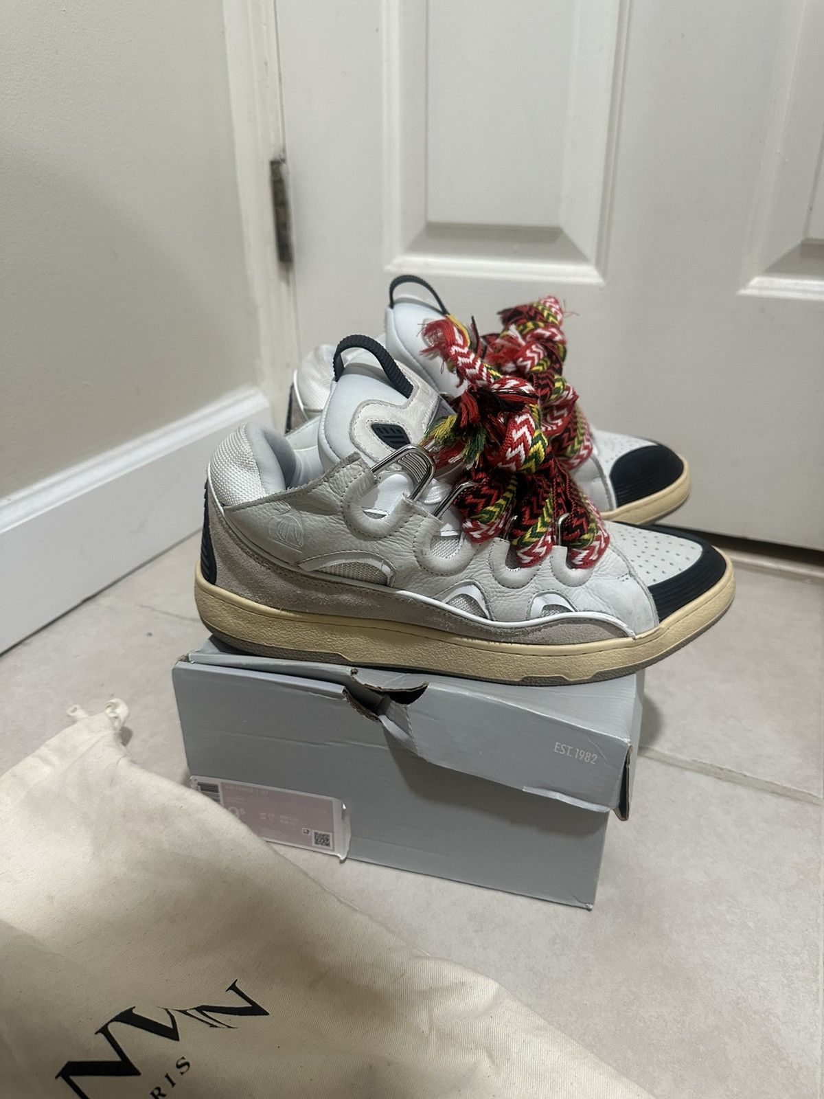 Lanvin Lanvin White Leather Curb Sneakers Size US 10 / EU 43 - 5 Thumbnail