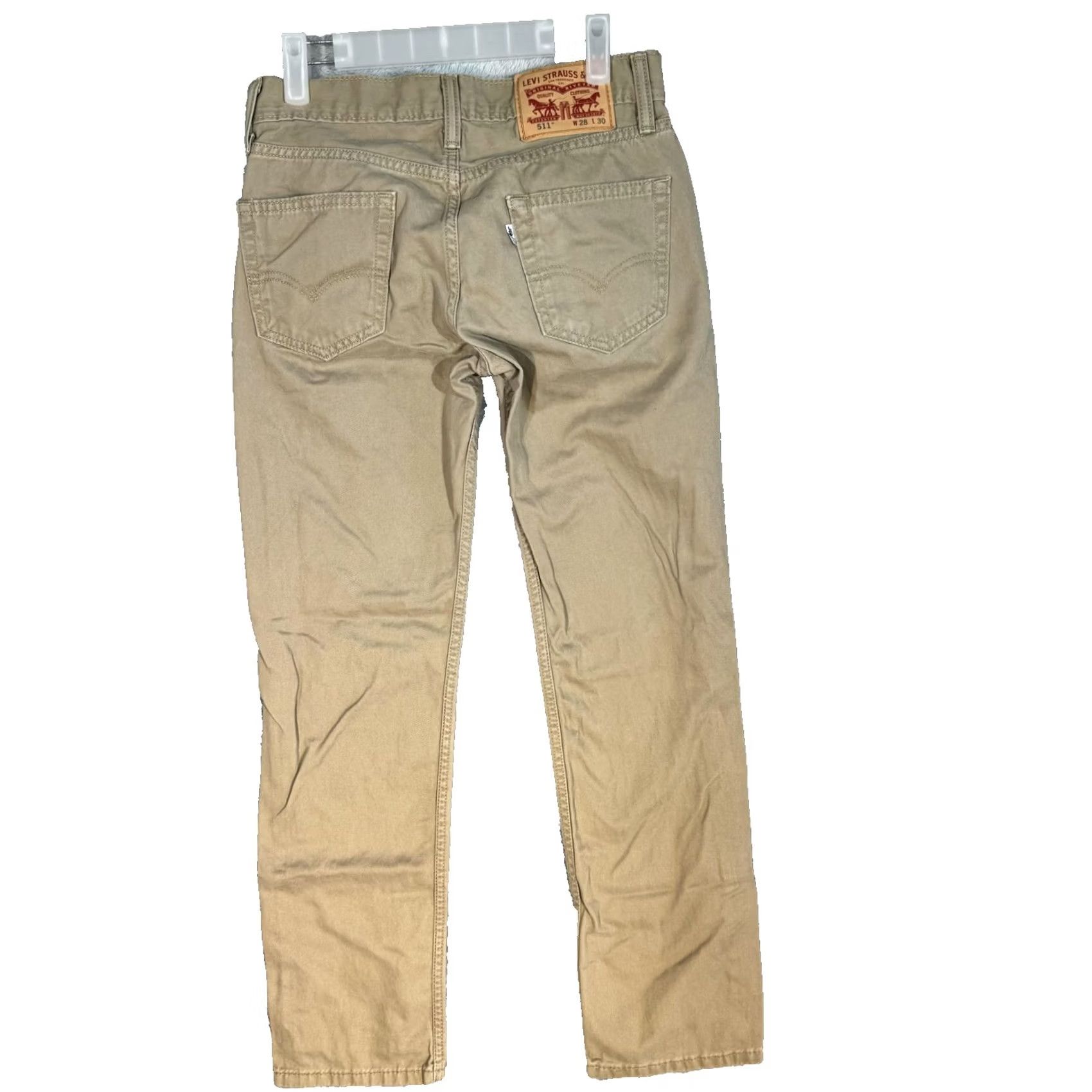 Levi's VINTAGE Levis 511 Jeans Mens 28x30 Tan Khaki Slim Fit Twill Chino Zip Fly Size US 28 / EU 44 - 2 Thumbnail