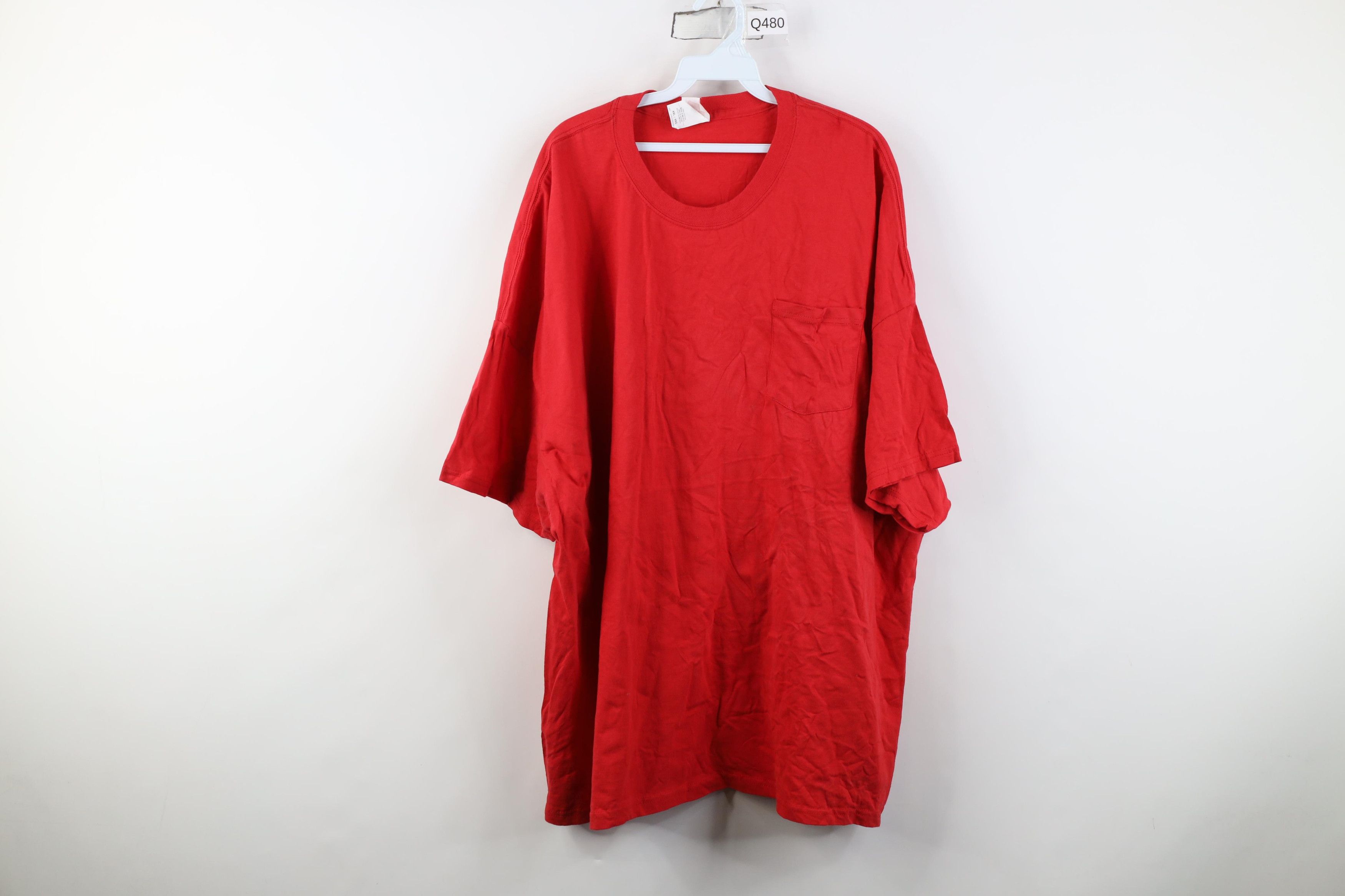 Hanes Vintage 90s Y2K Hanes Blank Cotton Pocket T-Shirt Red Size US XXL / EU 58 / 5 - 1 Thumbnail