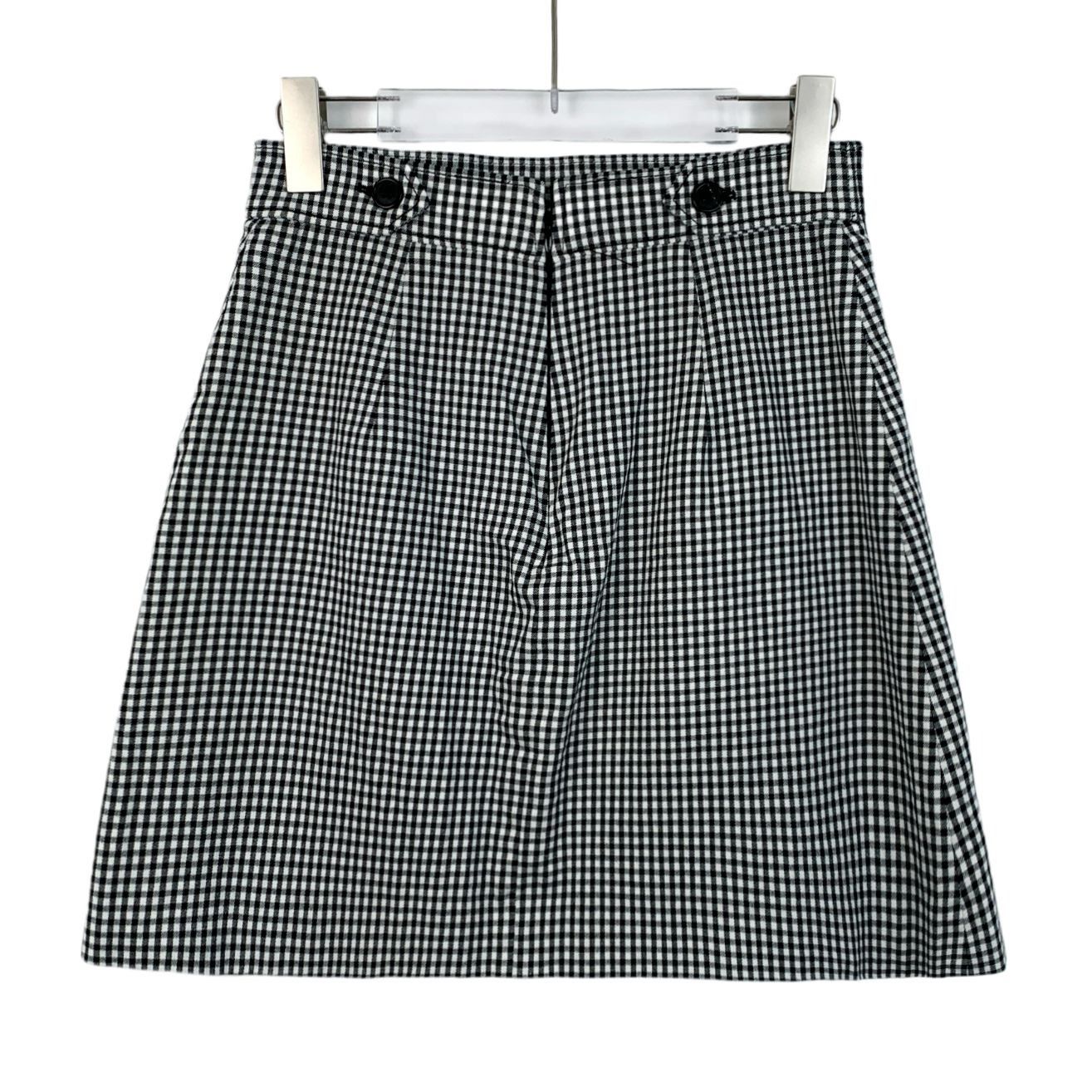 Miu Miu Miu Miu Womens Black & White Houndstooth Check Skirt With Pi Size 42" / US 20 - 9 Thumbnail