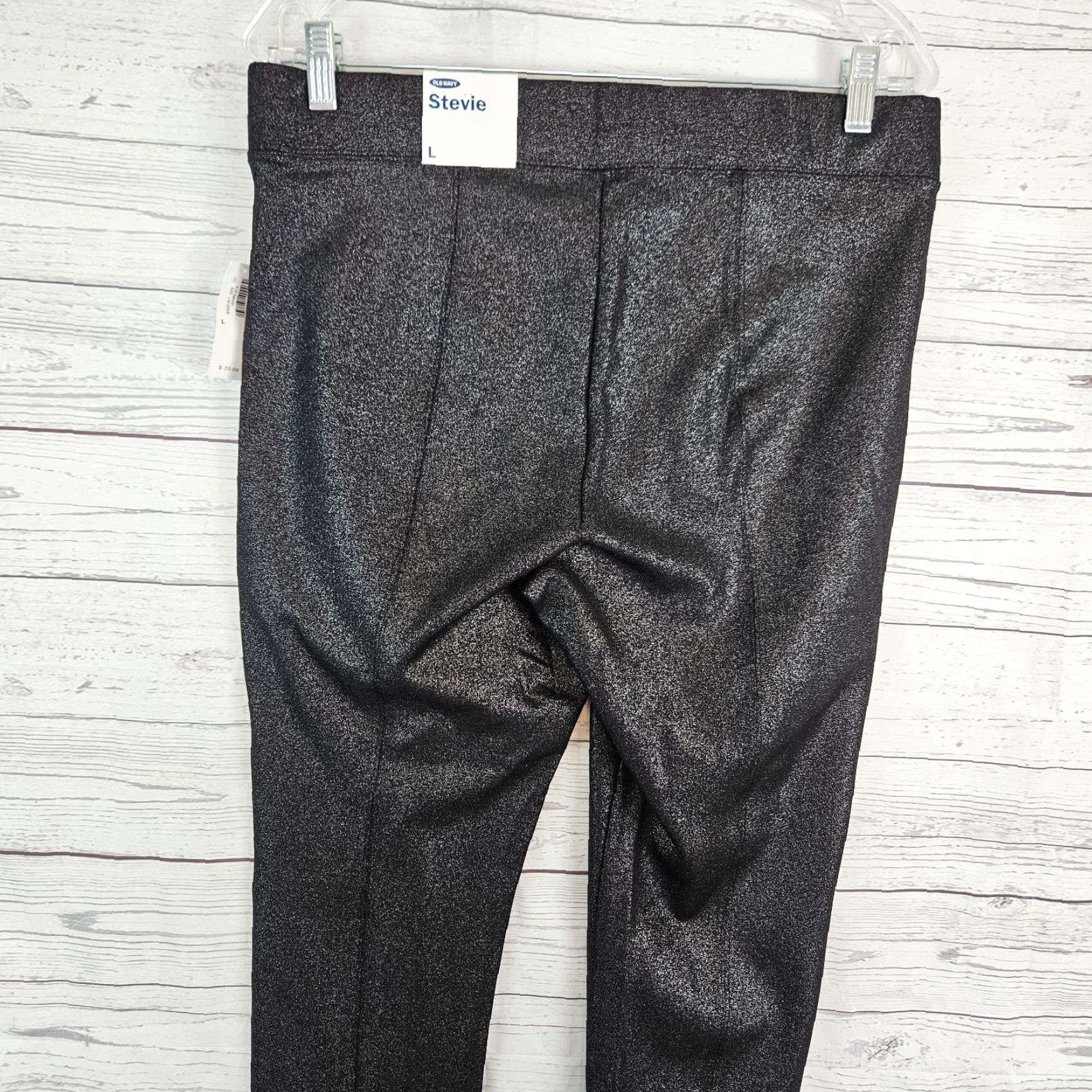 Old Navy Old Navy Womens Leggings Sz Large Black Metallic Pull On Rayon Blend Size 36" / US 14 / IT 50 - 4 Thumbnail