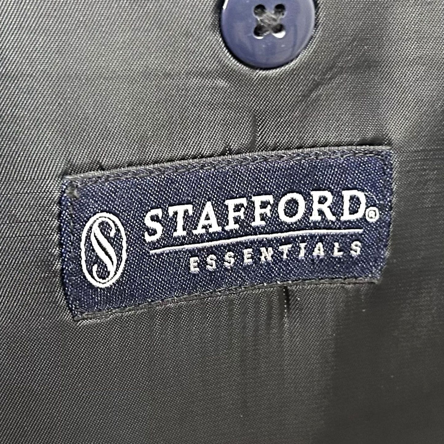 Stafford Stafford 50R Blazer Wool Blend Navy Blue Two Button Lined Vented Mens Blazer Size 50R - 3 Thumbnail