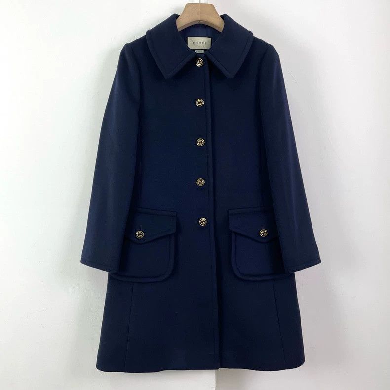 Gucci Gucci Dark blue gold button coat Size US XXS / EU 40 - 1 Thumbnail