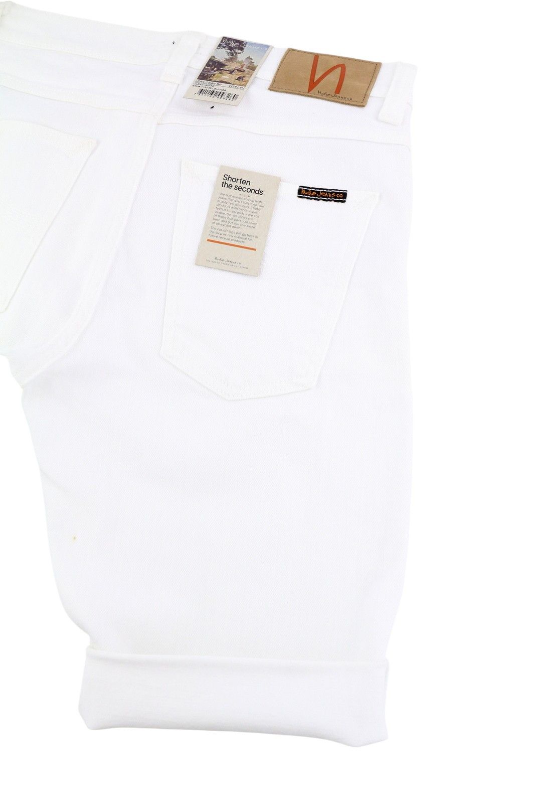 Nudie Jeans LEAN DEAN W28 Denim White Zip Cotton Turn Up Shorts 83840 Size US 28 / EU 44 - 4 Thumbnail