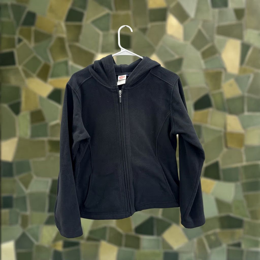 Avia Avia Jacket Womens Black Zip Up Hooded Malden Mills Polar Fleece Size Large Long Sleeve Mid-Length Front Zipper Regular Fit 80s 90s Vintage: No Size L / US 10 / IT 46 - 1 Thumbnail