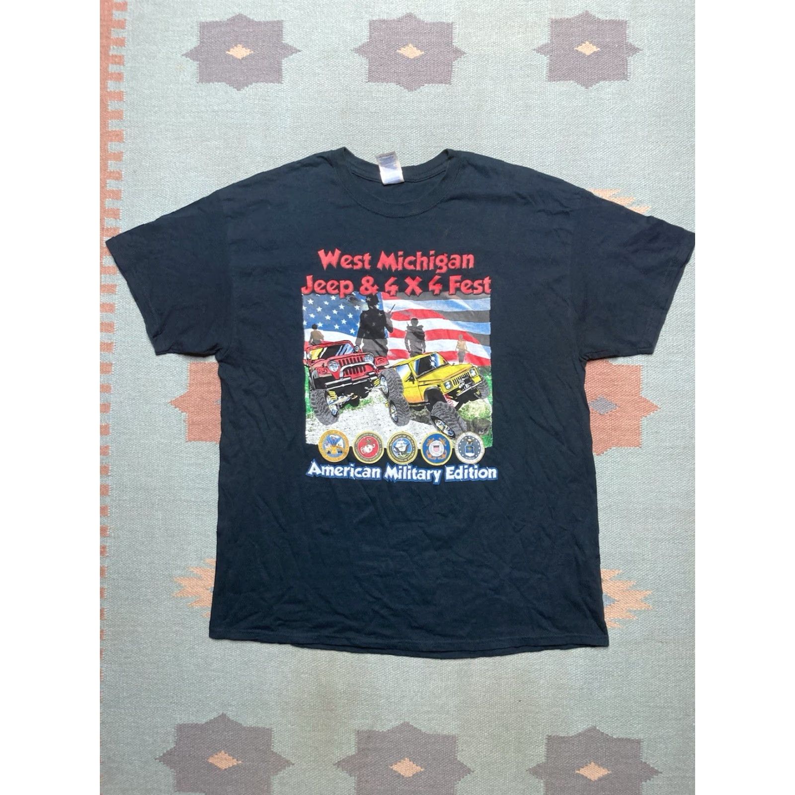 Jeep Vtg Jeep T-Shirt West Michigan 4x4 Fest USA Military Offroad Black XL Mens Graphic Shirt Size US XL / EU 56 / 4 - 2 Thumbnail