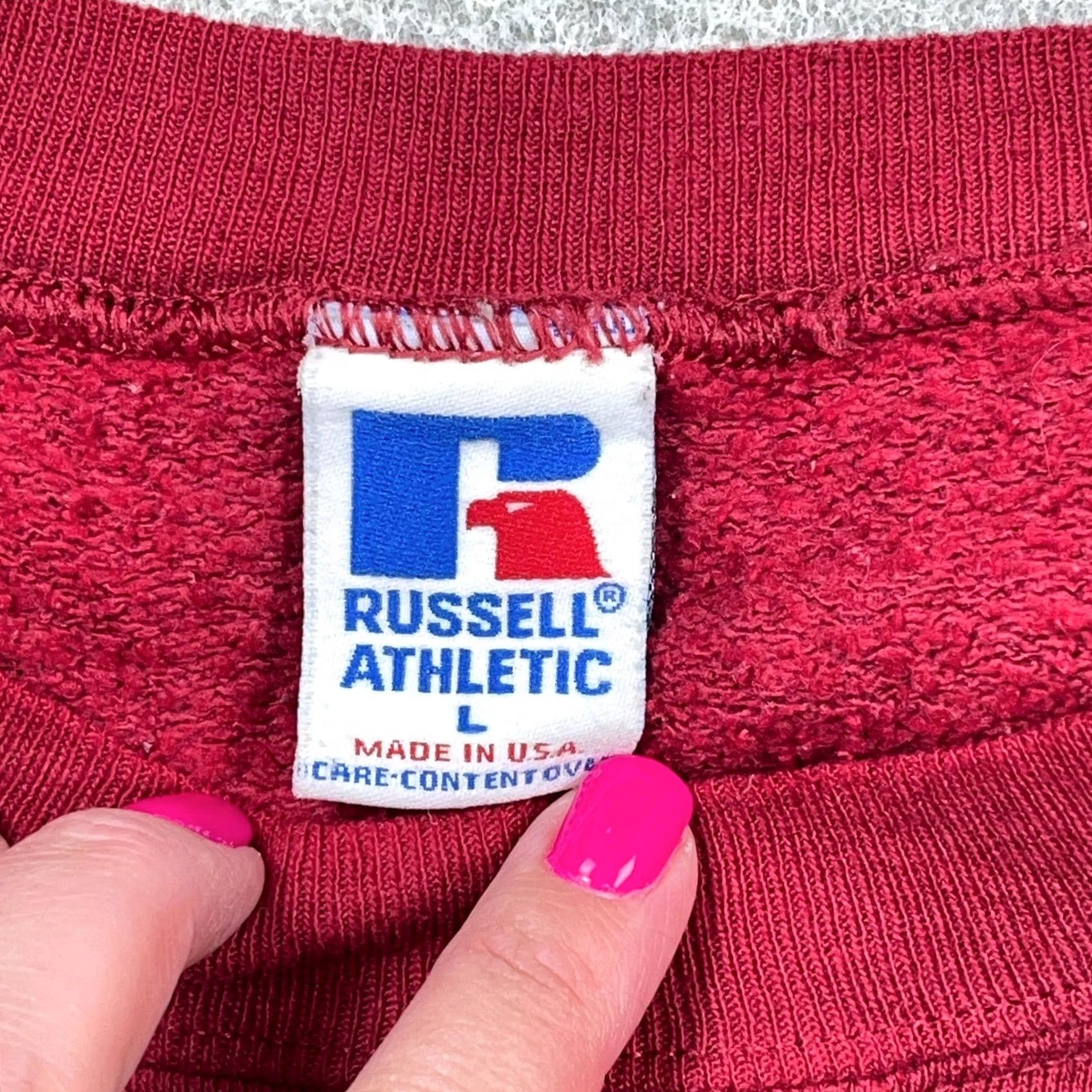 Russell Athletic Vintage Russell Sweatshirt Men Large Red Crewneck Sweater Blank 90s Made USA A99 Size US L / EU 52-54 / 3 - 3 Thumbnail