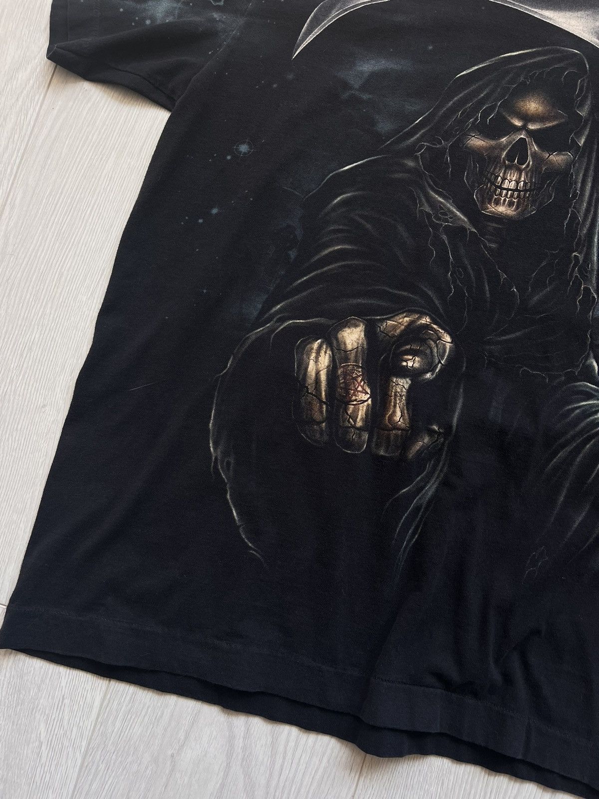 Vintage Grim Reaper vintage 90s boxy full print t shirt Size US XL / EU 56 / 4 - 4 Thumbnail