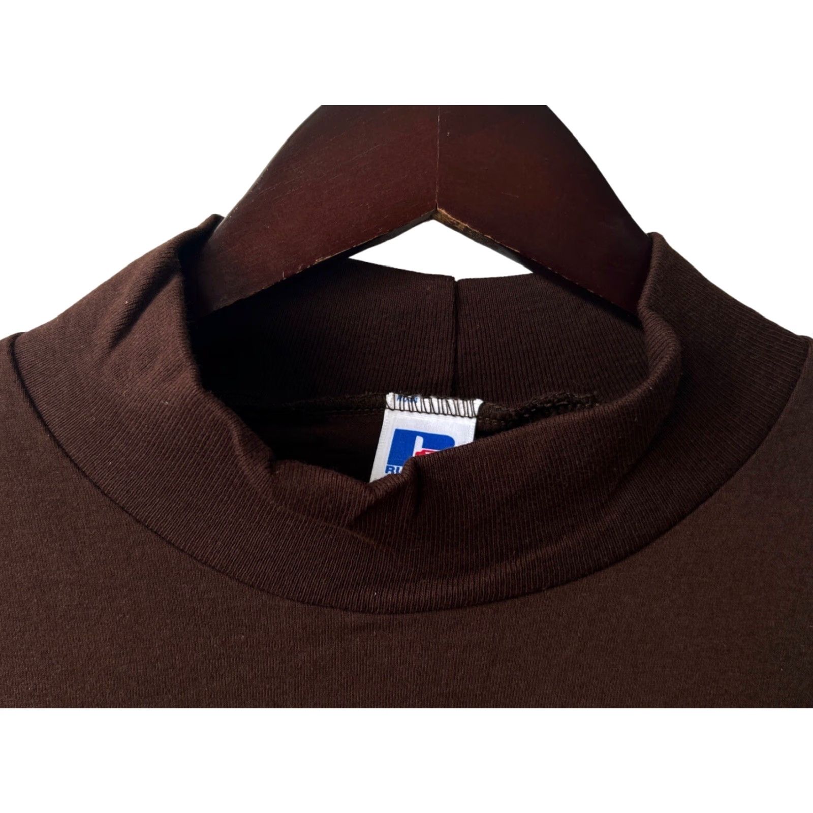 Russell Athletic VINTAGE Russell Athletic Mock Turtleneck Shirt Mens 3XL Brown 90s USA Made NWOT NOS Long Sleeve Mock Neck 100% Cotton Eagle Patch Size US XXL / EU 58 / 5 - 2 Thumbnail