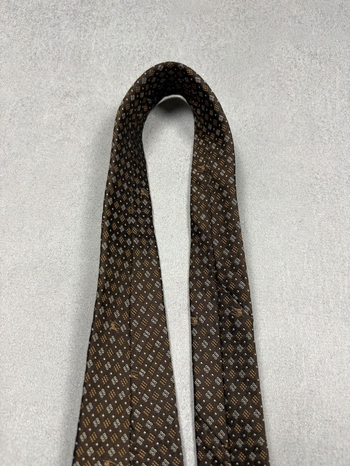 Burberry Burberry London Brown Silk Tie Monogram Pattern Vintage Size ONE SIZE - 17 Thumbnail