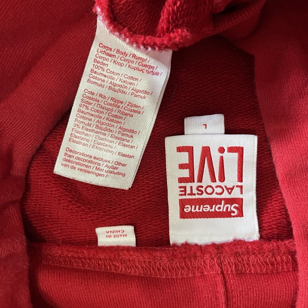 Supreme Supreme Lacoste Hooded Sweatshirt Red Size US L / EU 52-54 / 3 - 5 Thumbnail