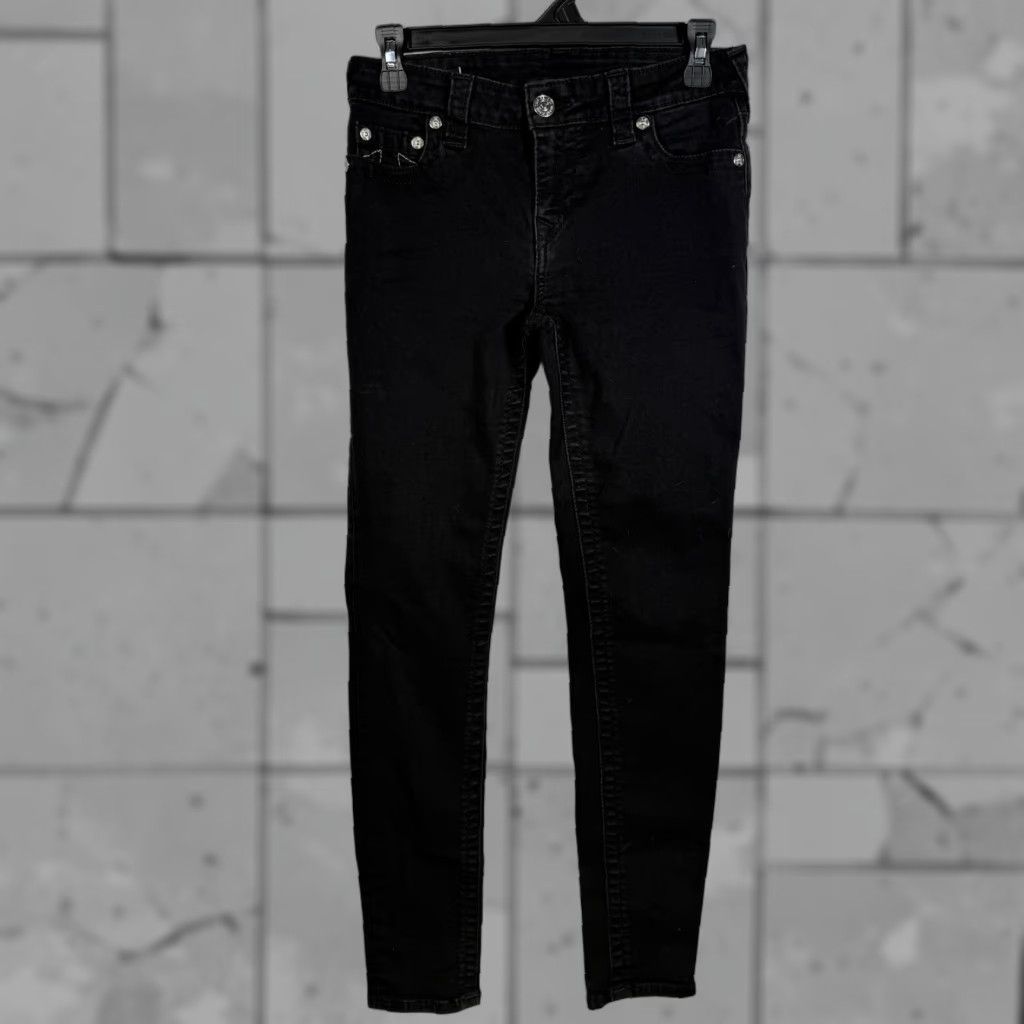 True Religion True Religion Halle Mid Rise Super Skinny Black Jeans Womens Size 27x28 Size 27" / US 4 / IT 40 - 1 Thumbnail