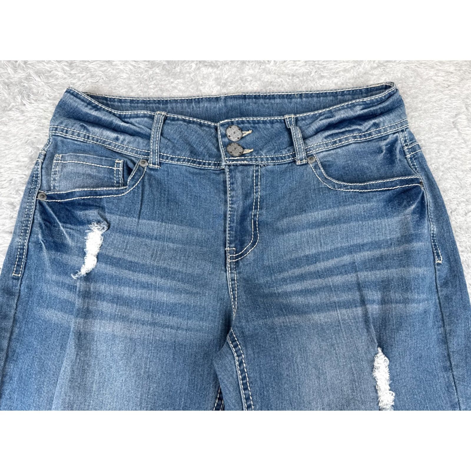 Faded Glory Faded Glory Jeans Womens 12 Blue Denim Distressed Bootcut Mid Rise 32x32 Jeans Size 34" / US 12 / IT 48 - 4 Thumbnail