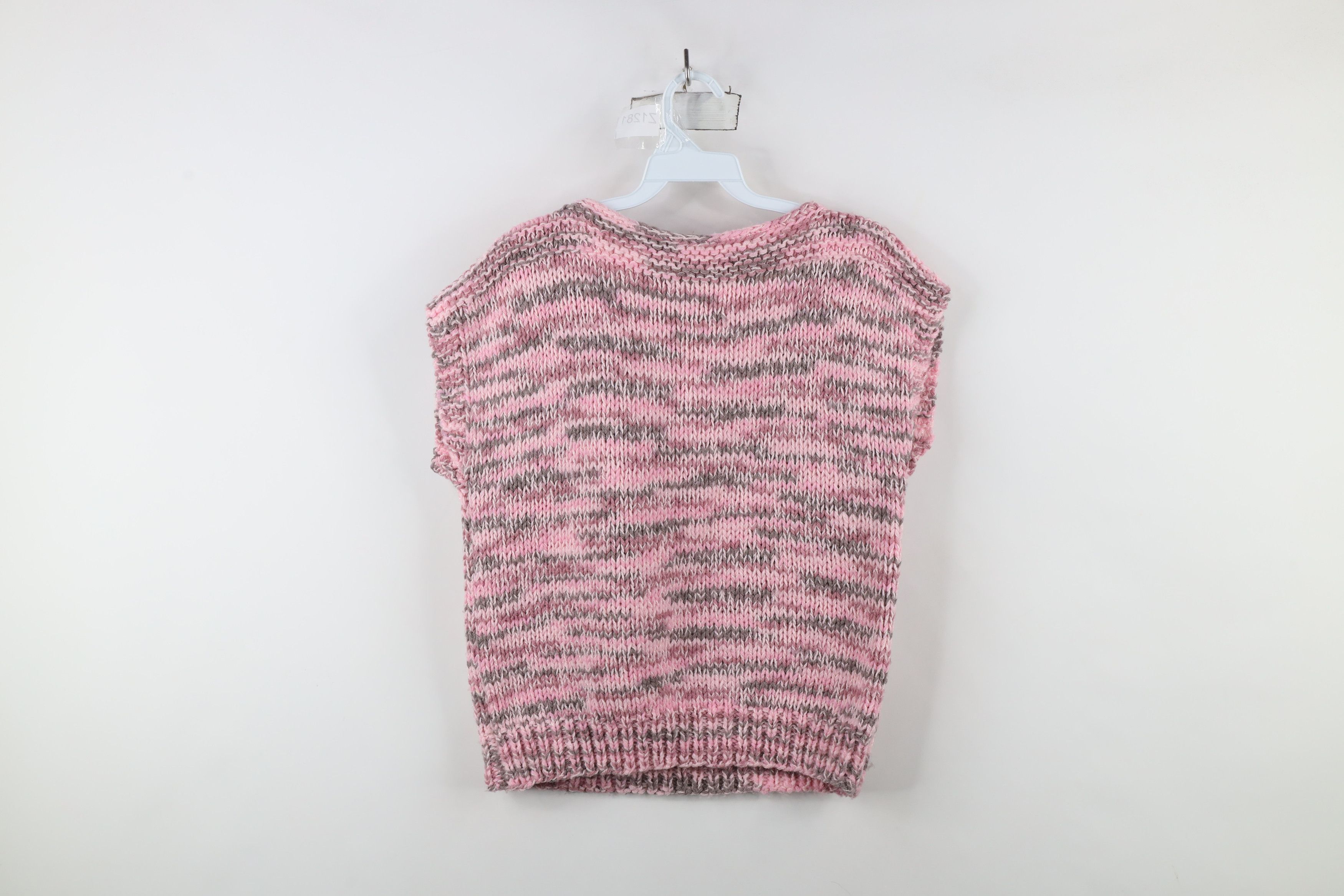 Vintage Vintage 80s 90s Streetwear Sleeve Crochet Sweater Vest Pink Size S / US 4 / IT 40 - 8 Thumbnail