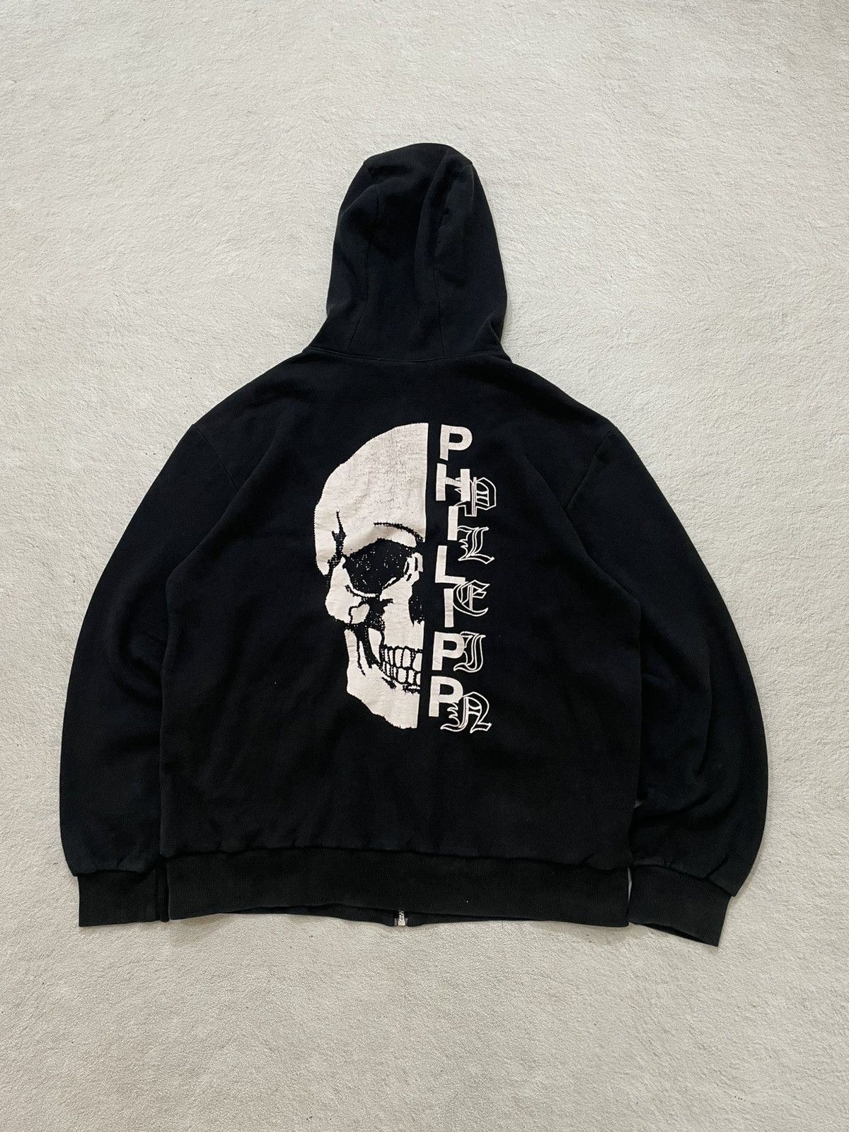 2000s Philipp Plein Skull Zip Hoodie Gothic Mastermind Y2K