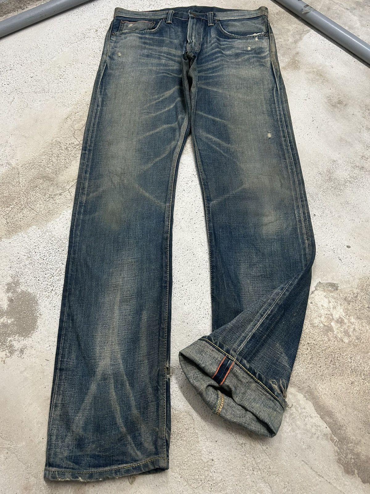 Edwin Vintage Edwin Selvedge Mud Washed Clawn Marks Size US 33 - 1 Thumbnail