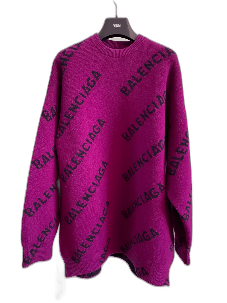 Balenciaga Balenciaga Purple Logo Knit Sweater Size ONE SIZE - 1 Thumbnail