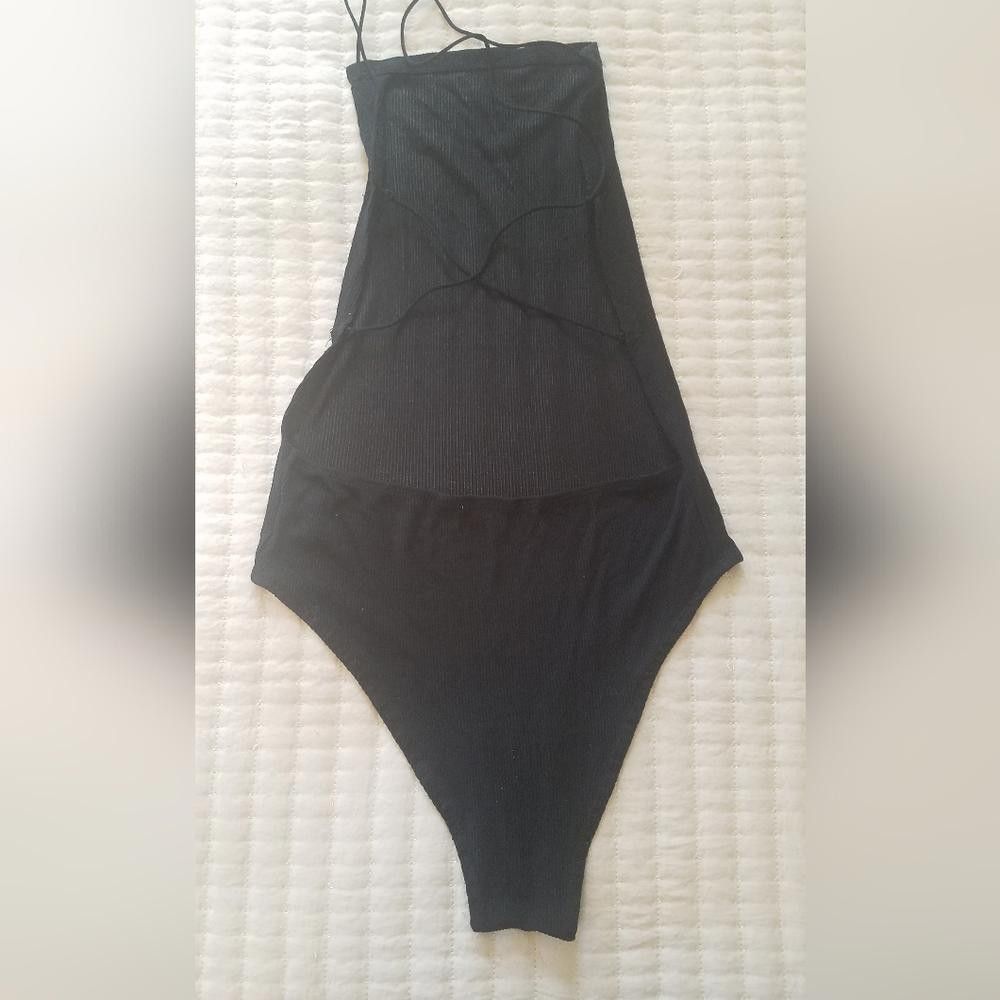 Designer J Galt Black Bodysuit Size ONE SIZE - 2 Thumbnail
