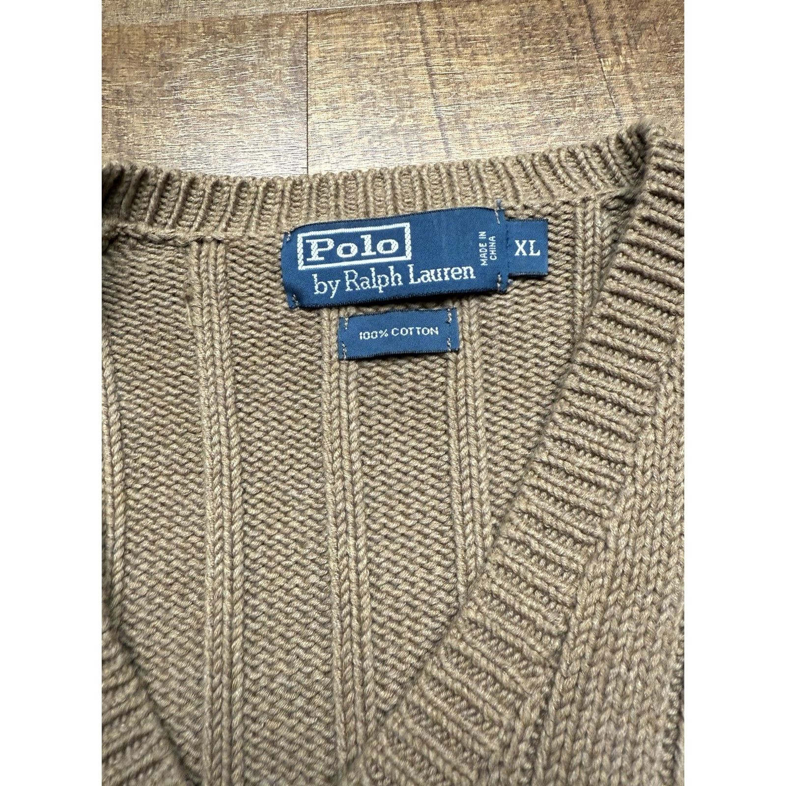 Polo Ralph Lauren VINTAGE Polo Ralph Lauren Army Commando Knit Sweater Cotton Mens XL Brown Ribbed Knit Heavyweight 90s Size US XL / EU 56 / 4 - 6 Thumbnail