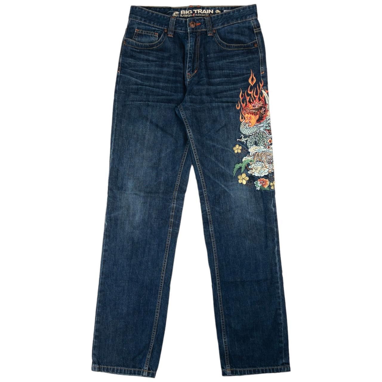 Other Vintage Big Train Japanese Embroidered Denim Jeans Size W31 Size 31" - 4 Thumbnail
