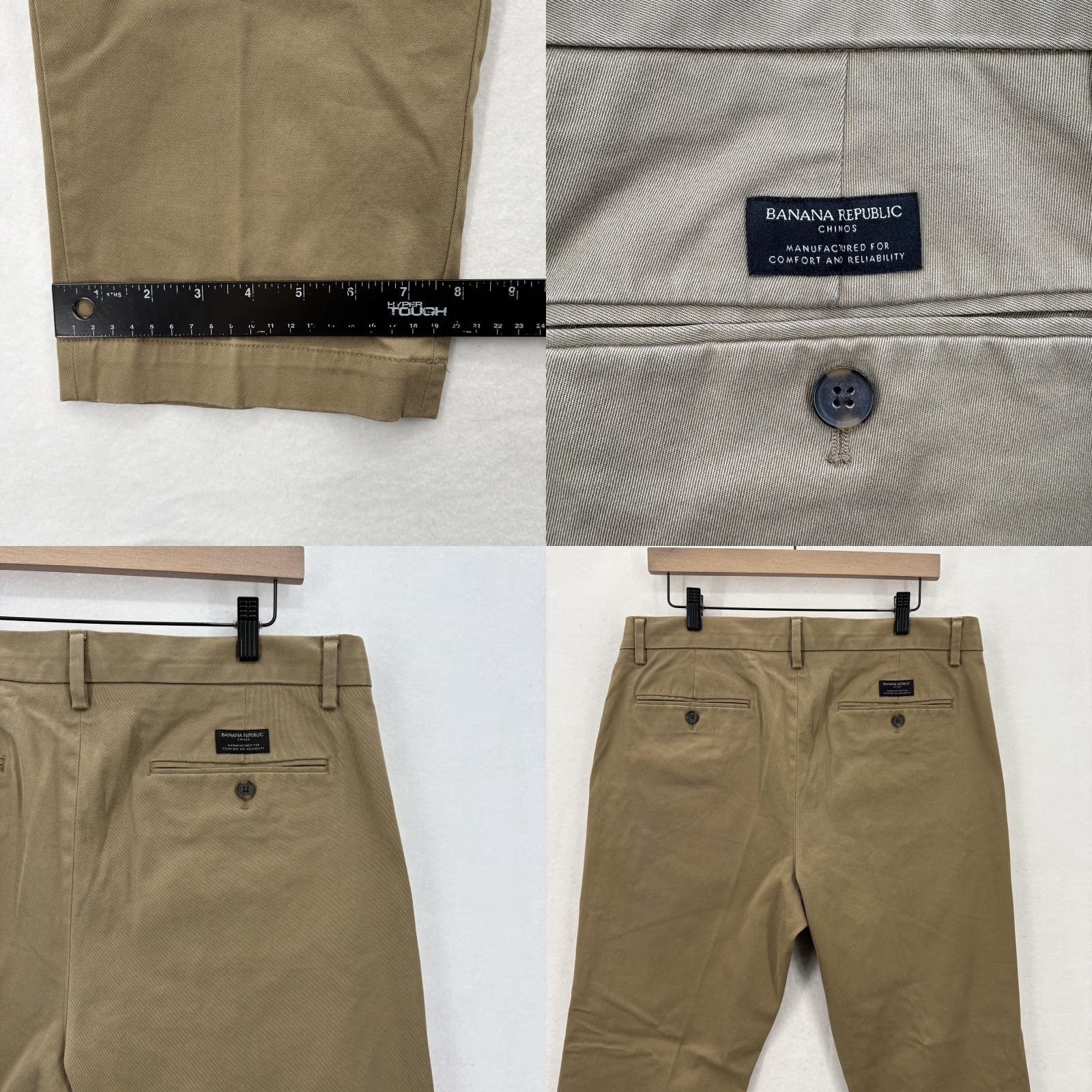Banana Republic Banana Republic Pants Mens 35x30 Khaki Rapid Movement Aiden Chino Stretch Work Slim Flat Front Pockets Water Resistant Beige 90% Cotton 2% Spandex Size US 35 - 9 Thumbnail