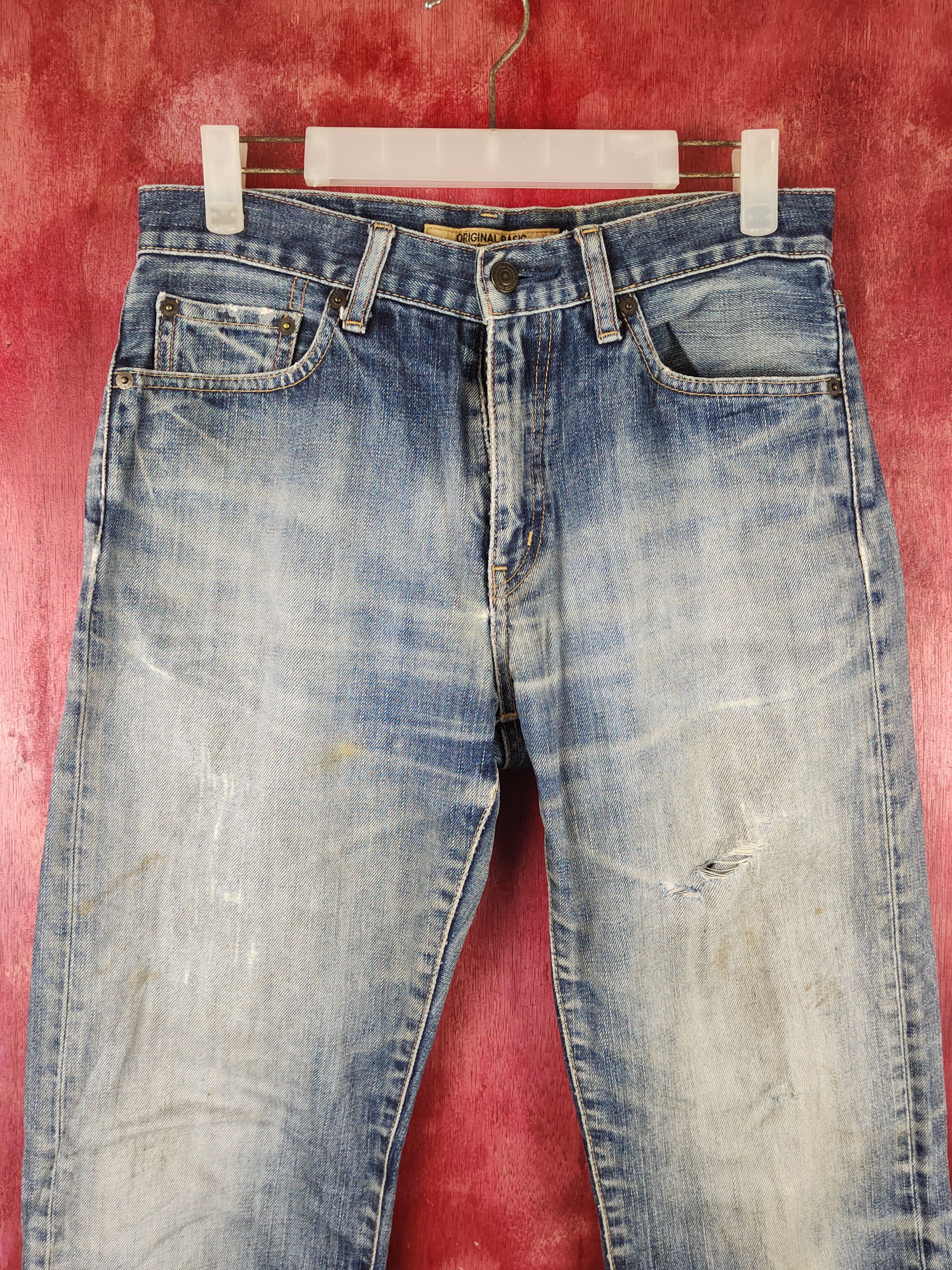 Japanese Brand Uniqlo Blue Faded Distressed ripped japan vtg Denim #S1549 Size US 30 / EU 46 - 2 Thumbnail