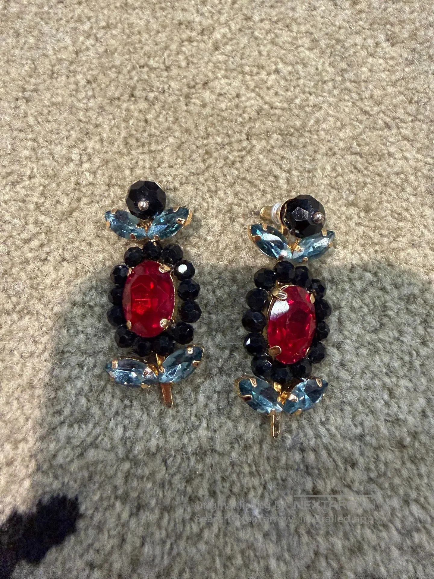 Simone Rocha Simone Rocha Small Flower Ruby Earrings. Size ONE SIZE - 1 Thumbnail