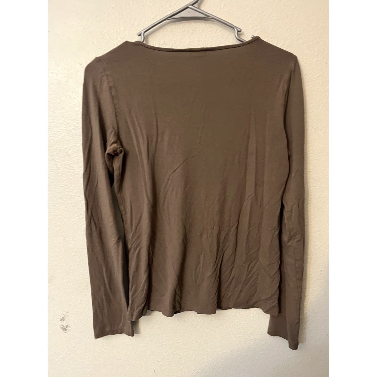 Eileen Fisher Eileen Fisher Womens Top Scoop Neck Long Sleeve Brown Stretch Knit PP Size Petite Regular Size XXS / US 00 / IT 34 - 3 Thumbnail