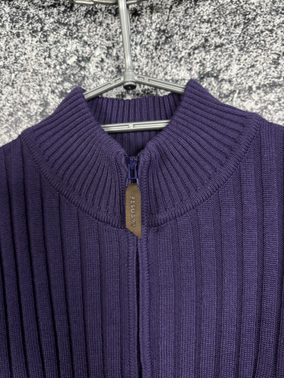 Lacoste Lacoste Vintage 1/4 Zip Ribbed Sweater Purple Pullover XL Size US XL / EU 56 / 4 - 7 Thumbnail