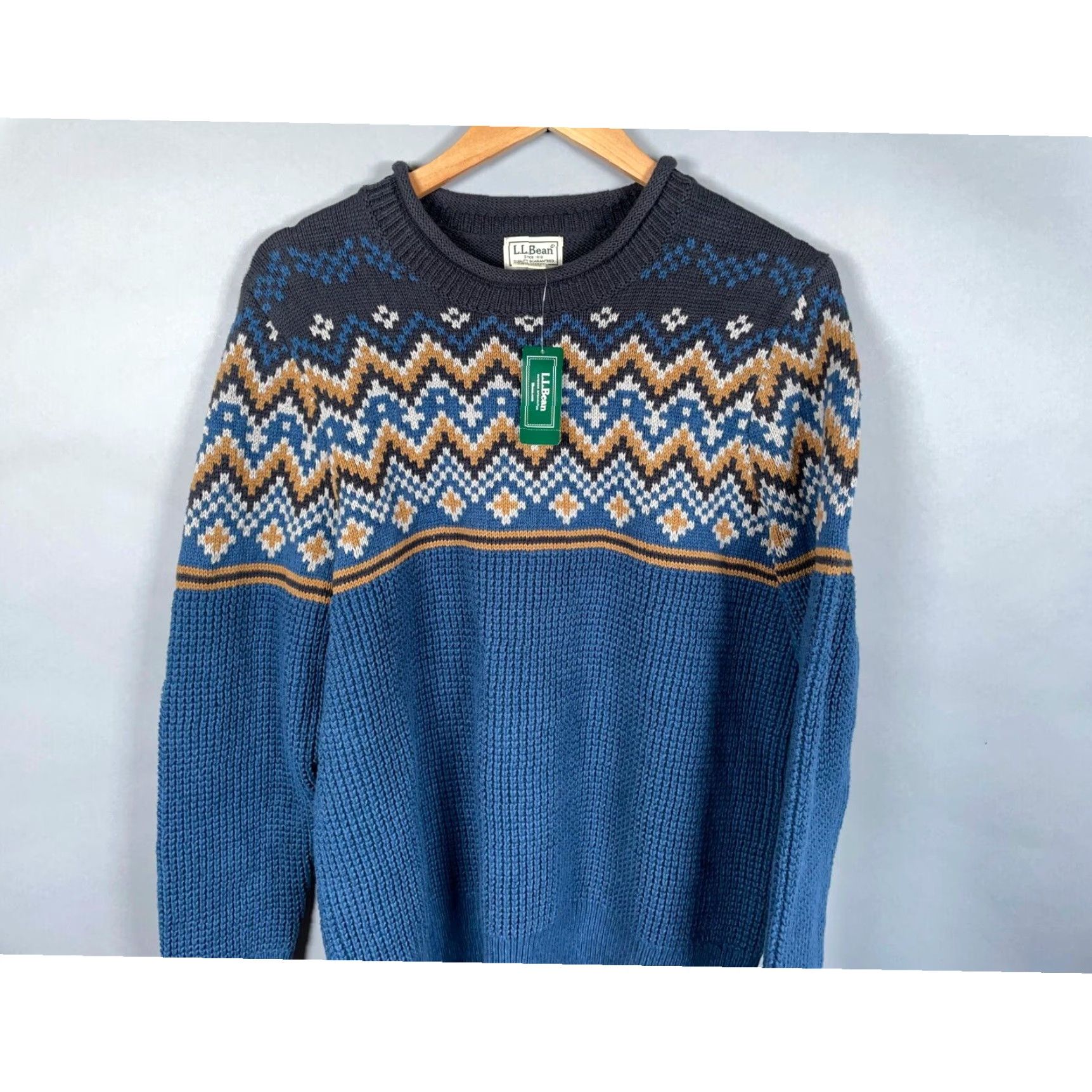 GAP Vintage Wool Green Black Fair Isle Chunky Knit Sweater online