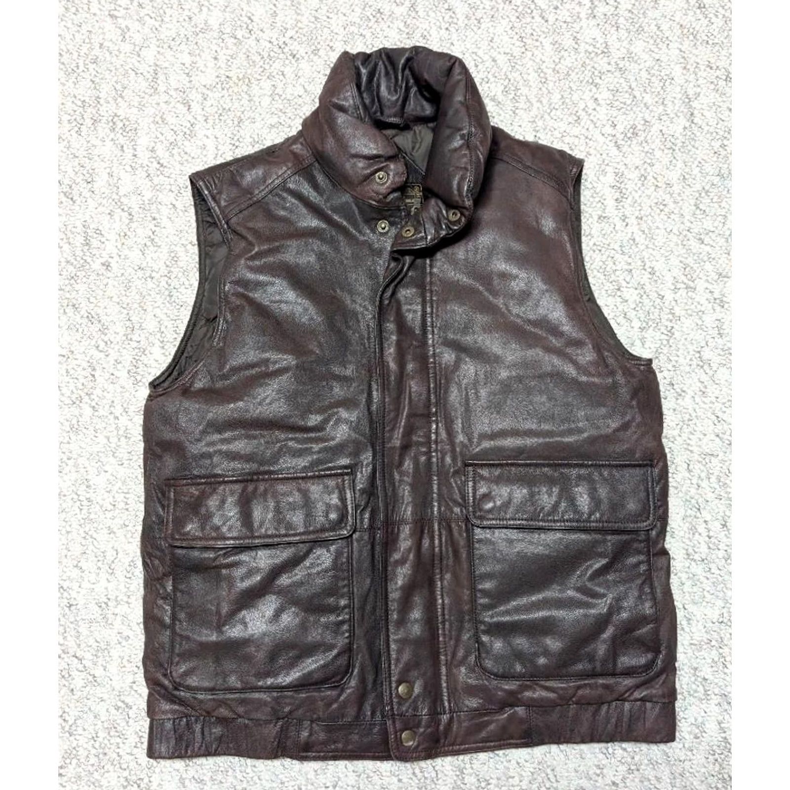 Eddie Bauer VINTAGE Eddie Bauer vest Men M Goose Down Brown Leather 40-42 Snap Zip Bomber 40-42 Ski Size US M / EU 48-50 / 2 - 2 Thumbnail